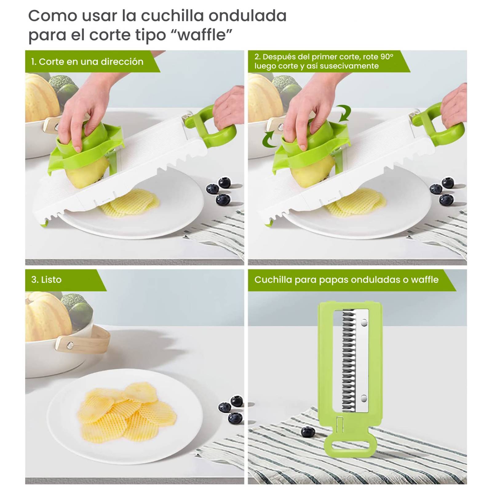 Rallador de Verduras Manual Hiperware 6 en 1 Plegable Color Blanco