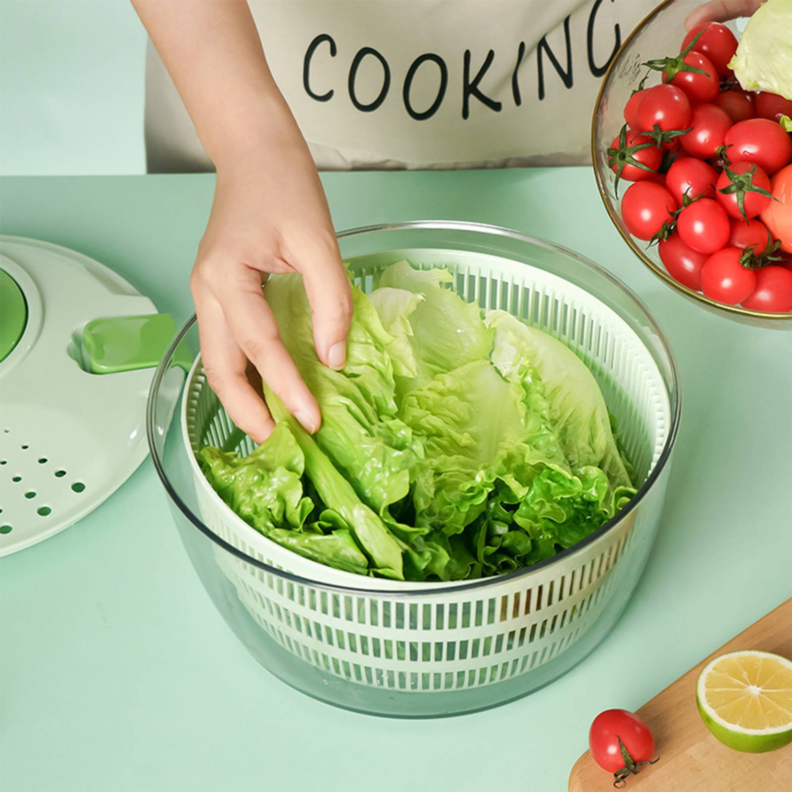 Centrifugadora de Lechuga y Escurridor de Verduras Hiperware de 4L Color Verde
