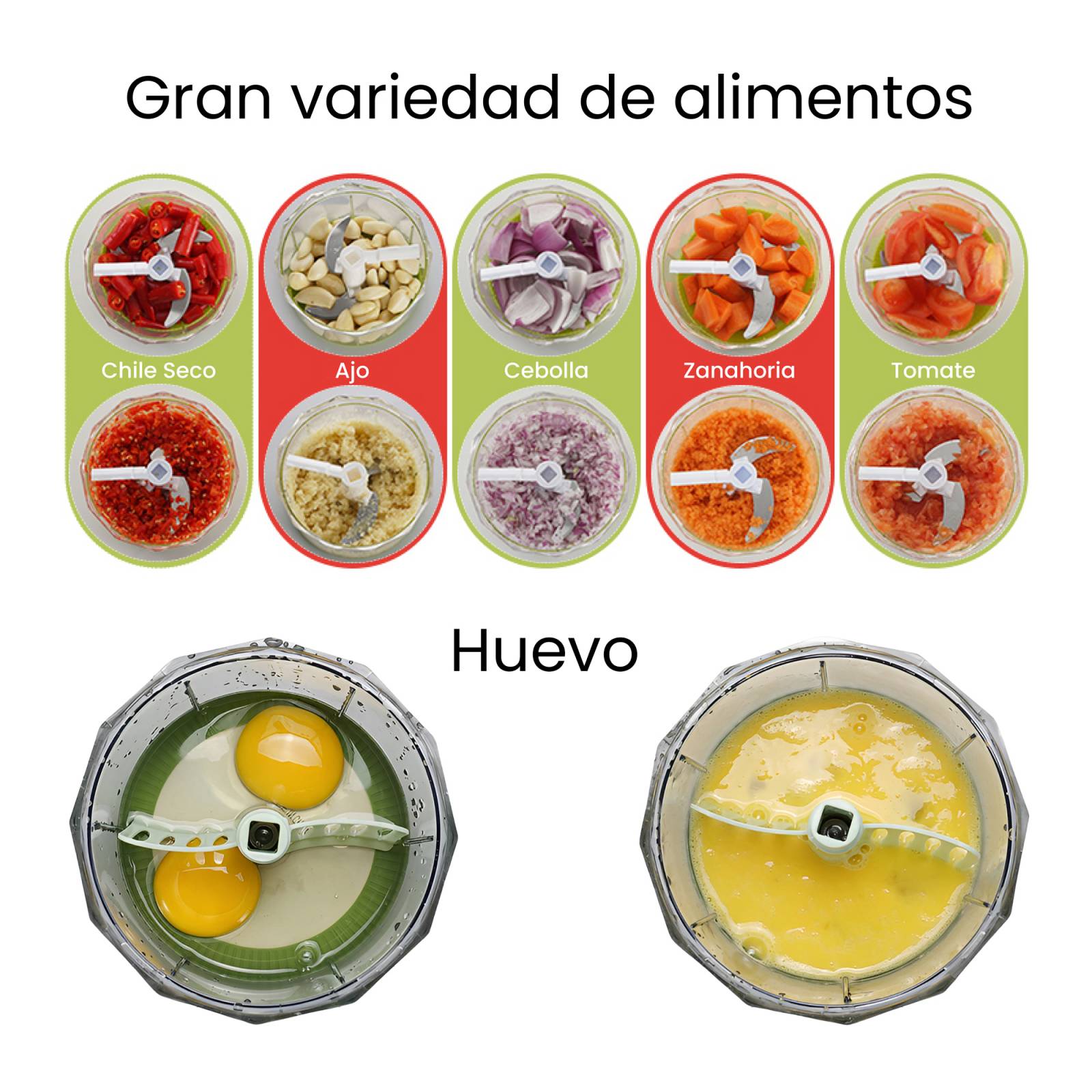 Picador de Verduras y Mezclador Manual Hiperware de 1L Color Verde