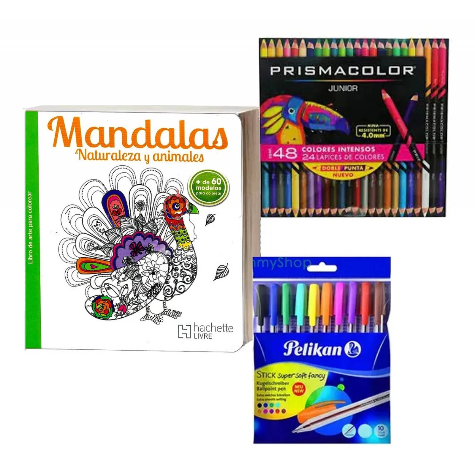 Libro Mandalas Animales Y Naturaleza + Colores Prismacolor