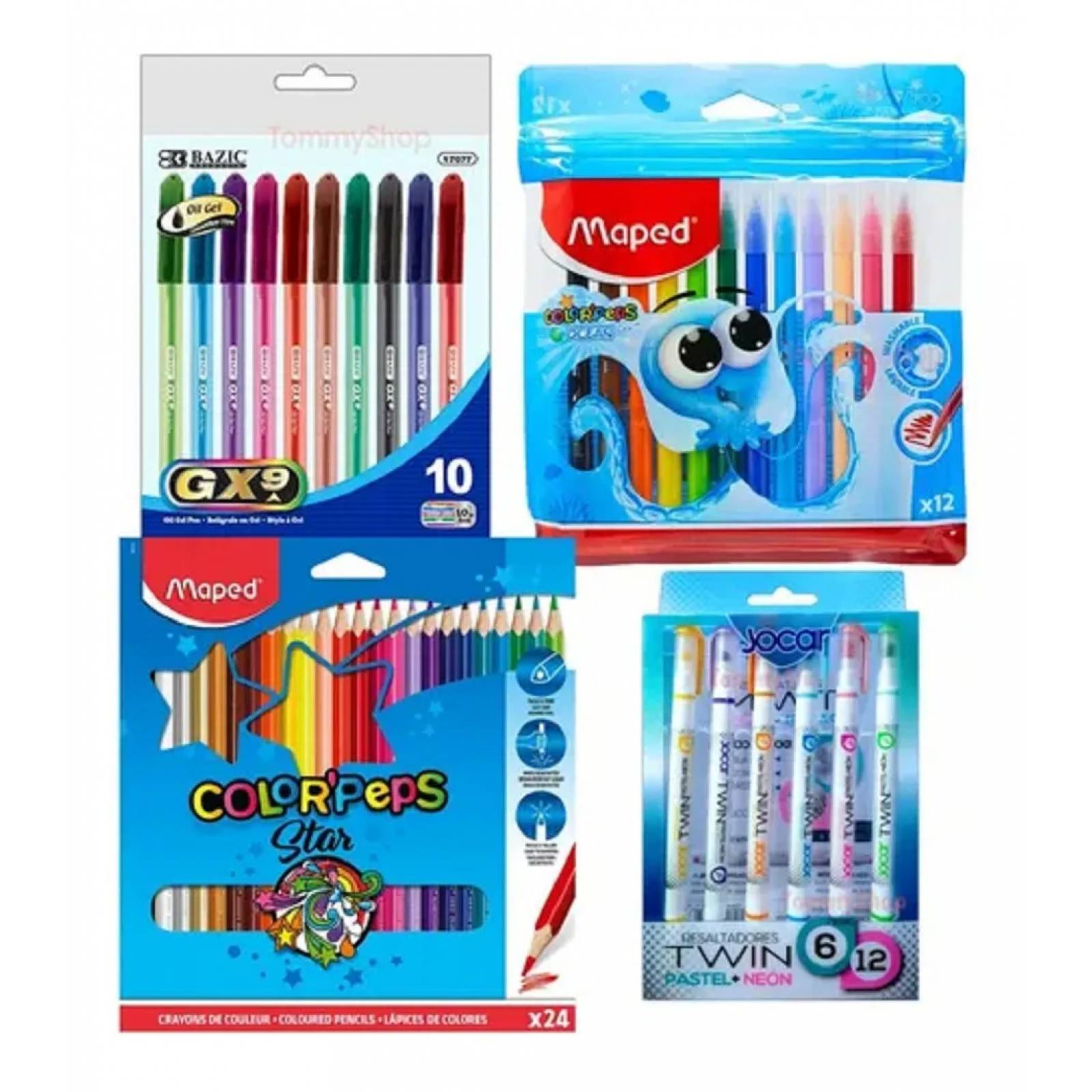 Kit De Dibujo 24 Colores + Plumas De Gel + Plumones Pastel