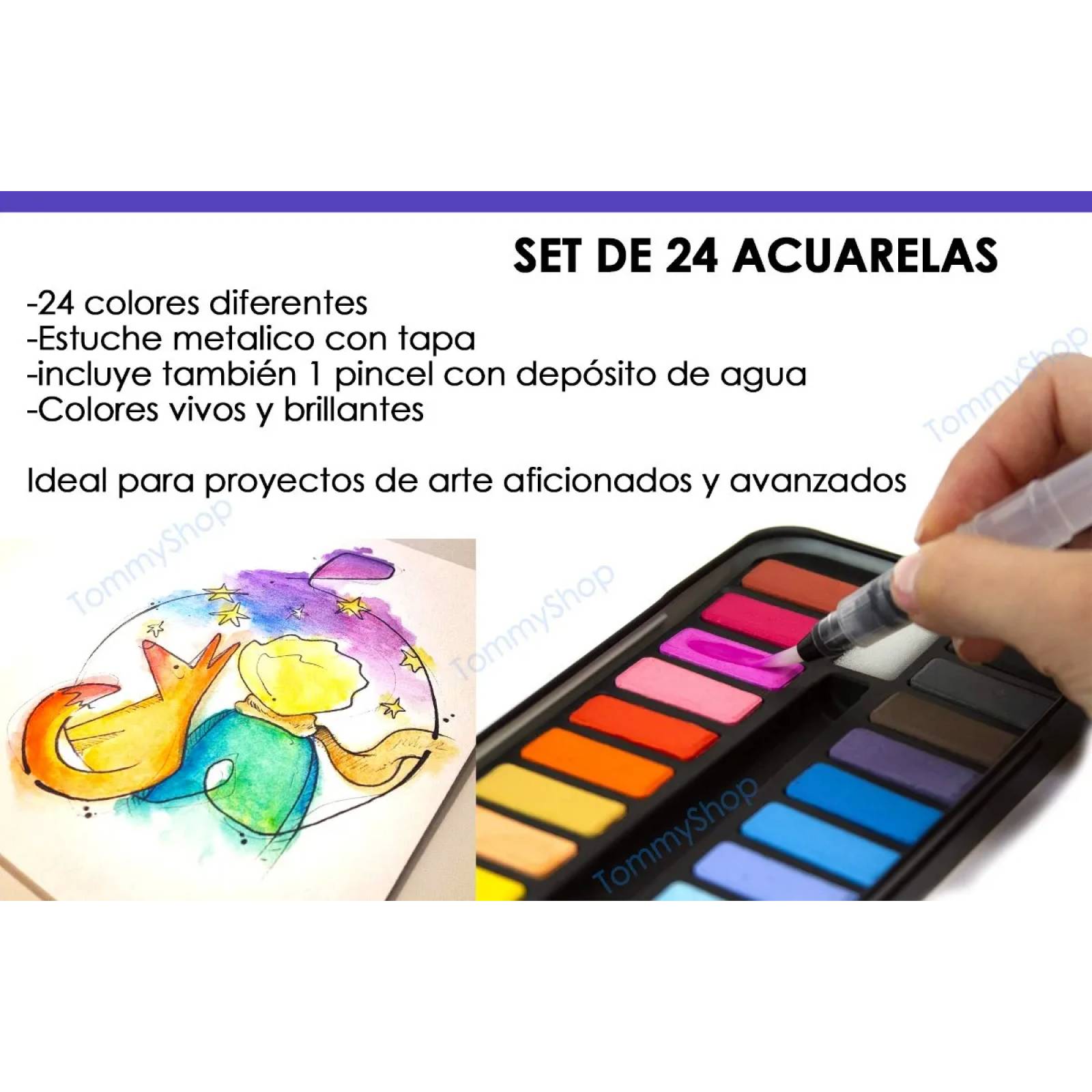 Kit Acuarelas Estuche C 24 + Pentel 12 + Pastel C 6 Pintura