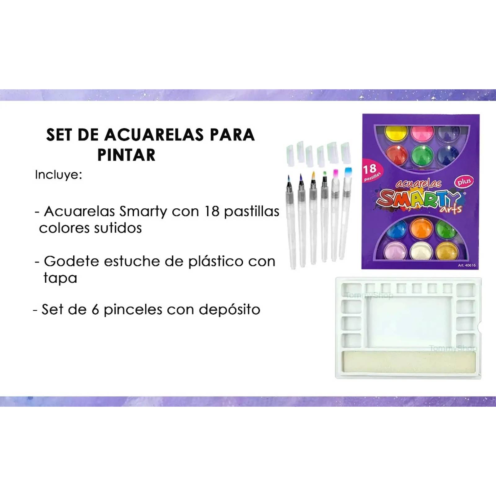 Estuche Acuarelas + Pinceles Deposito + Godete Tapa + Regalo