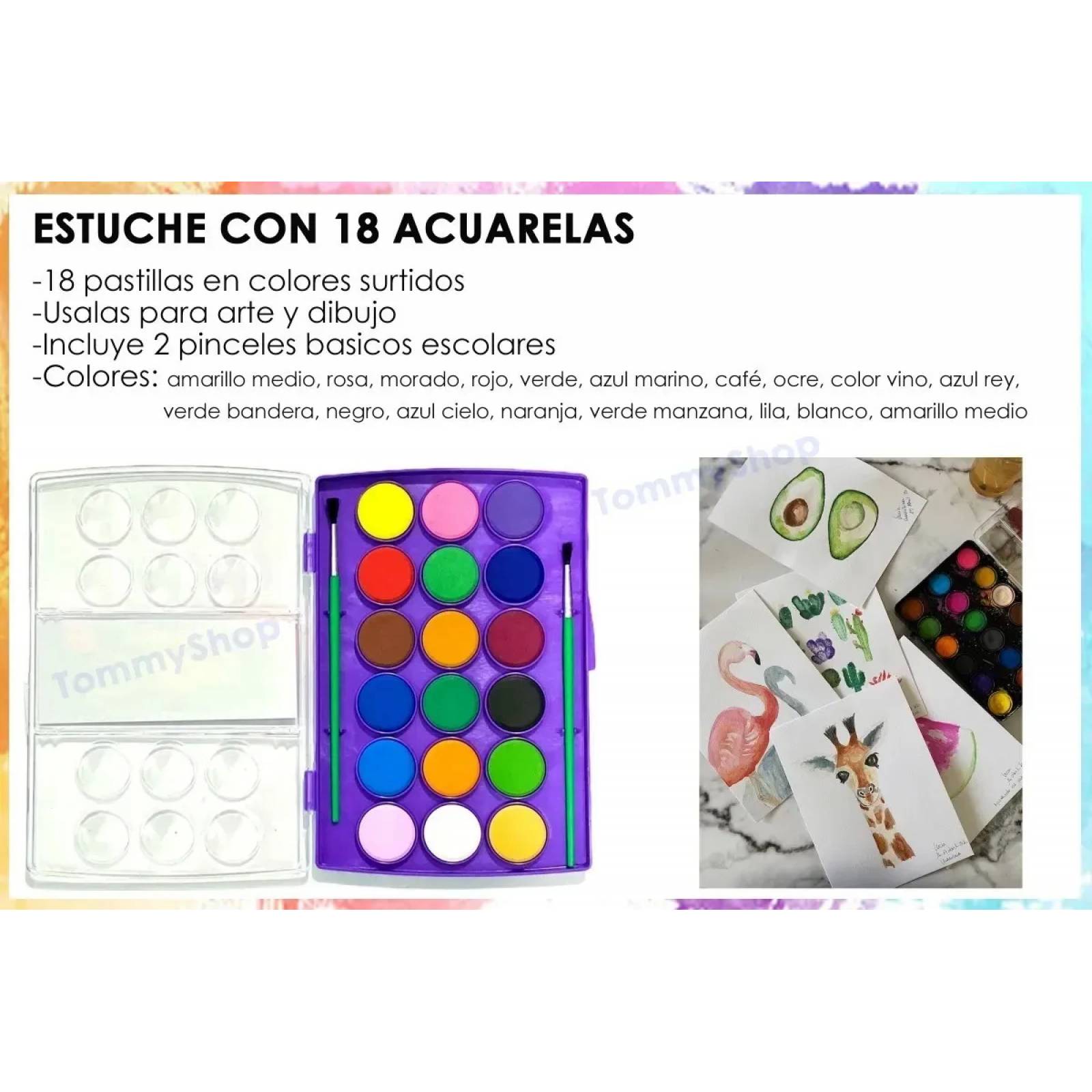 Estuche Acuarelas + Pinceles Deposito + Godete Tapa + Regalo