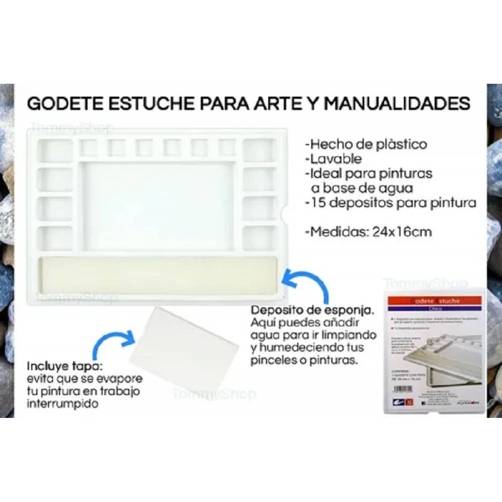 Estuche Acuarelas + Pinceles Deposito + Godete Tapa + Regalo