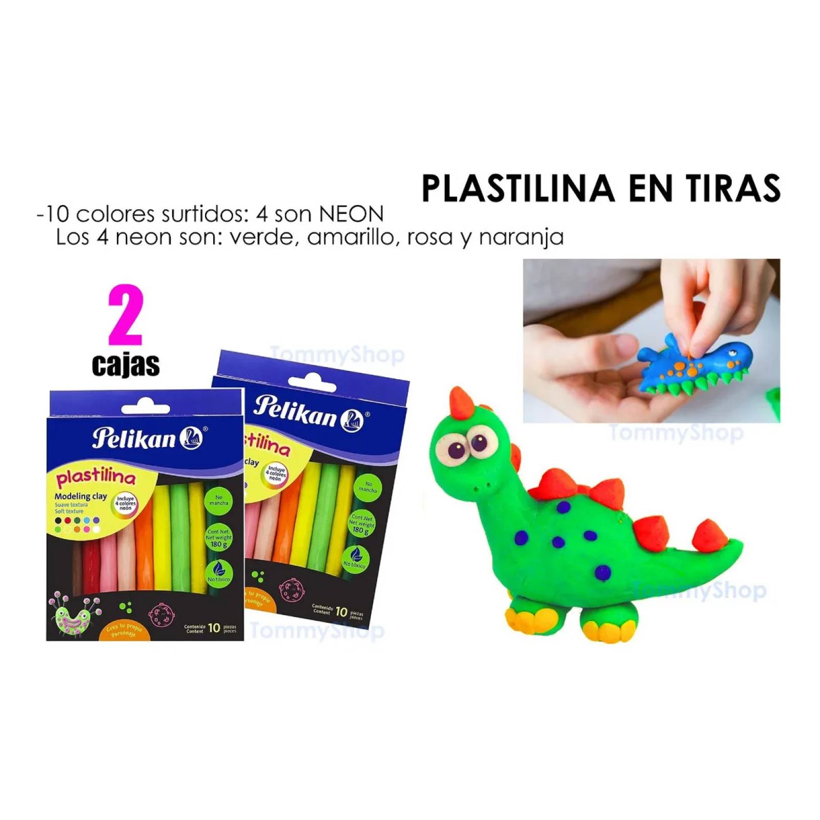 2 Cajas Plastilina Tiras Pelikan Colores +4 Neon No Toxico