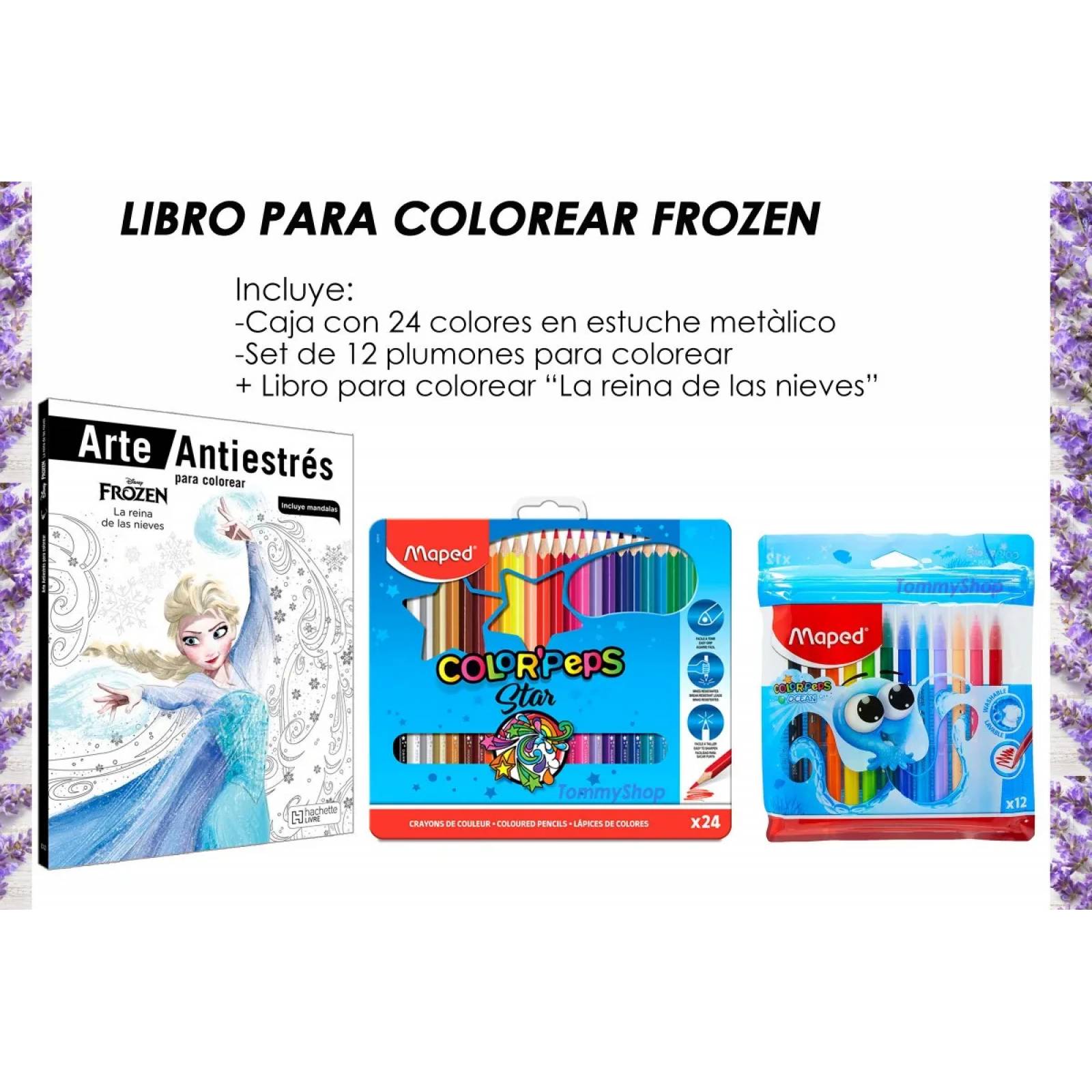 Libro Disney® Frozen Elsa + Colores Y Plumones Mas
