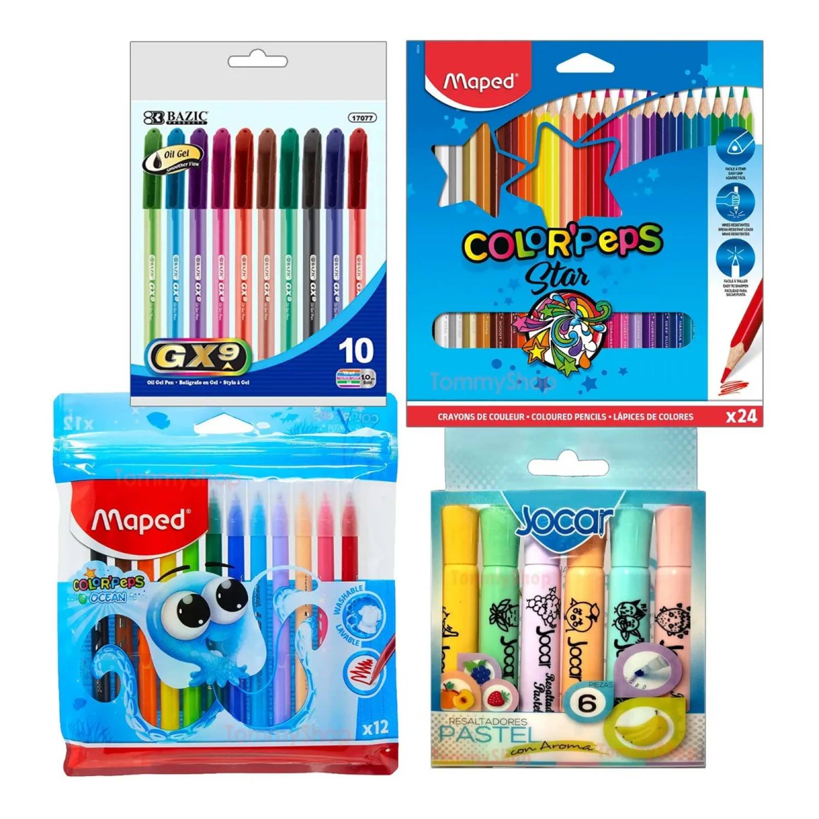 10 Plumas De Gel + Plumones Pastel Marcadores + 24 Colores