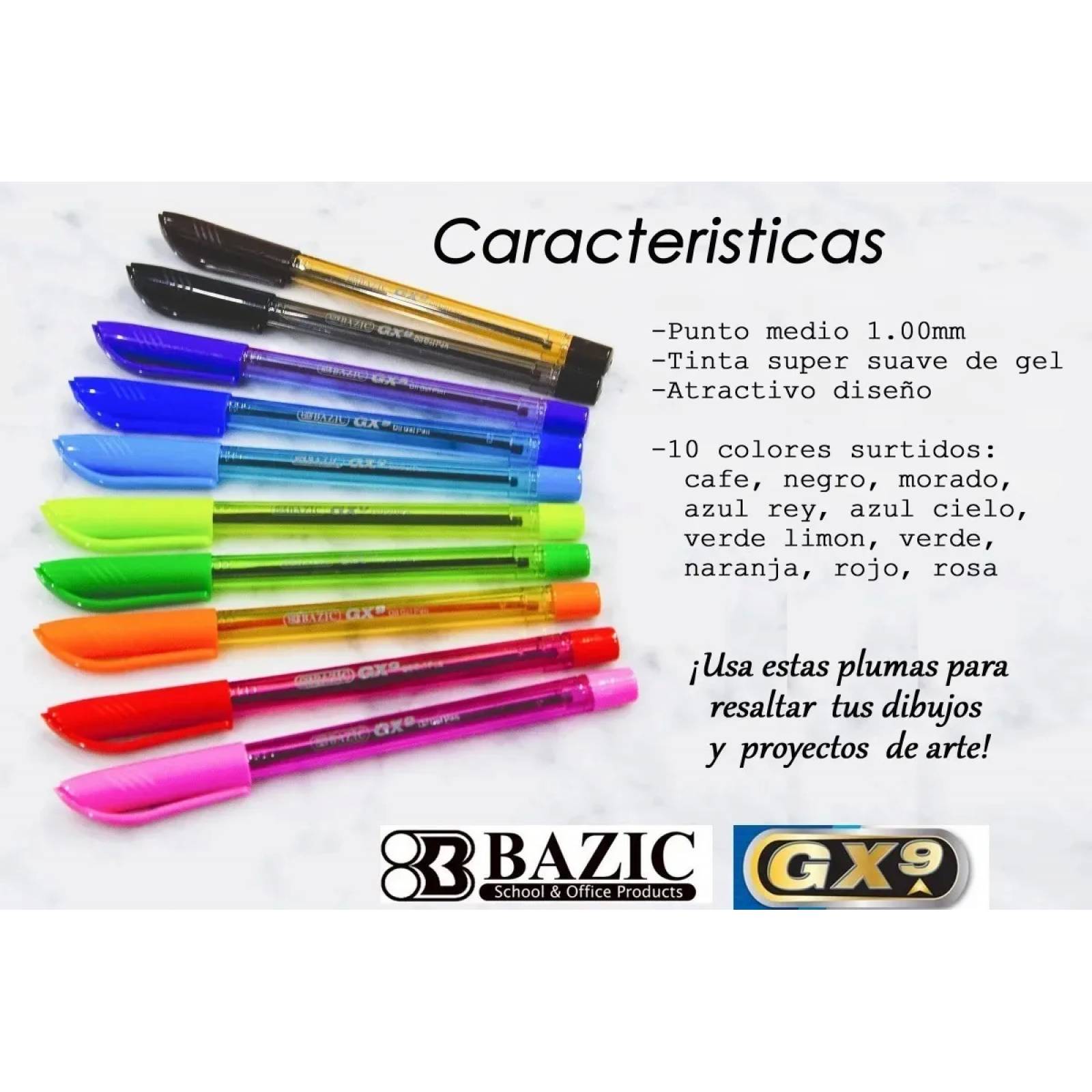 10 Plumas De Gel + Plumones Pastel Marcadores + 24 Colores