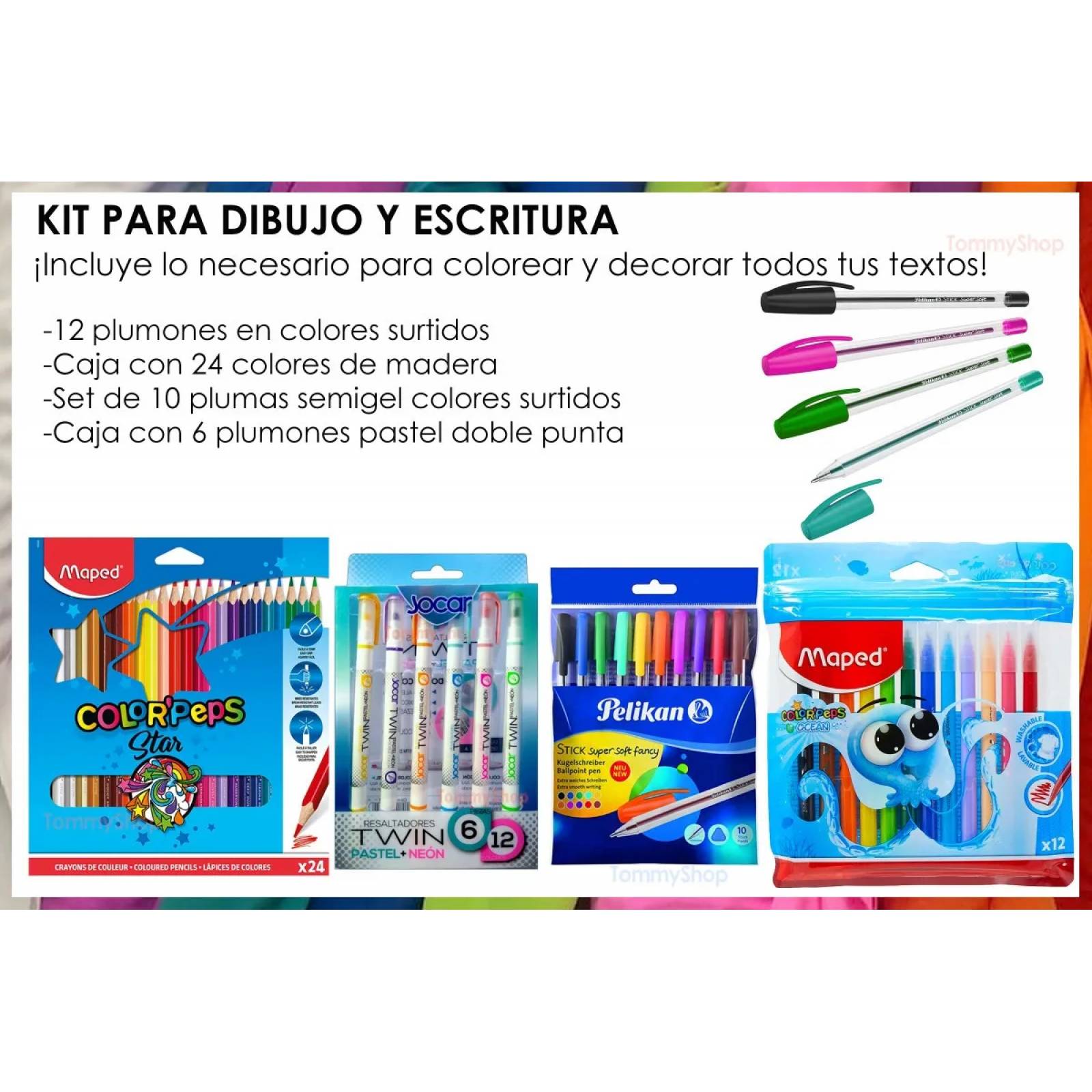 Colores Maped + Plumones Pastel Y De Dibujo + Plumas Semigel