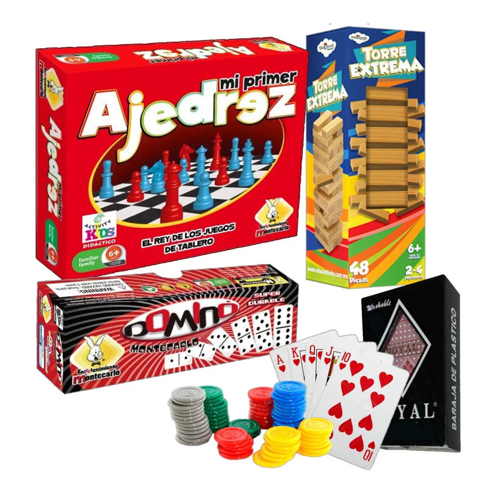 Juegos De Mesa Domino Poker Ajedrez + Tipo Jenga +