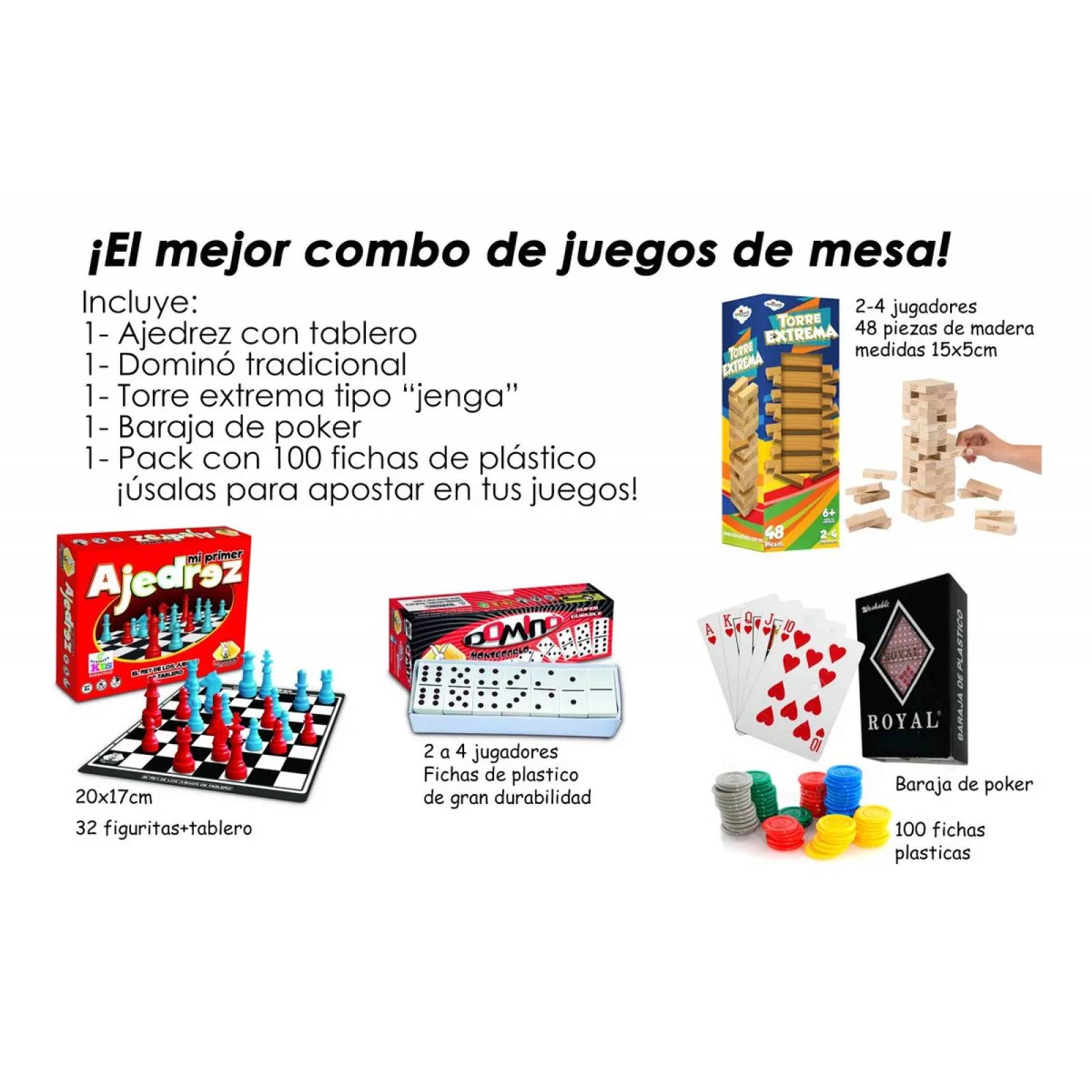 Juegos De Mesa Domino Poker Ajedrez + Tipo Jenga +