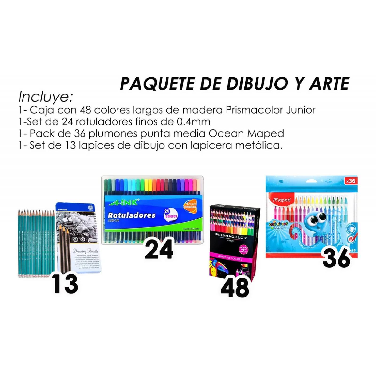  Set de Dibujo con 48 colores Prismacolor +24 Rotuladores +36 Plumones +Lapices Graduaciones