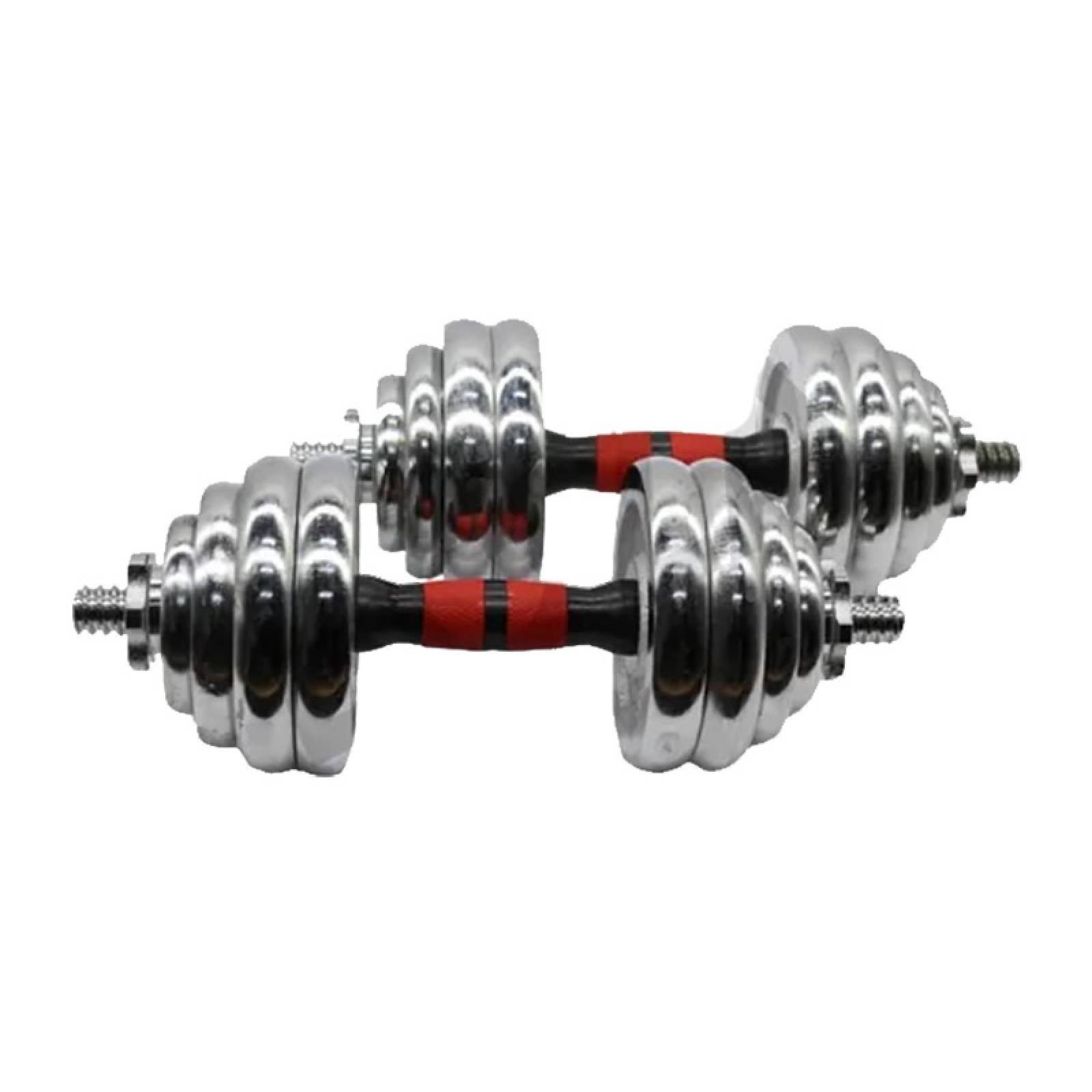 Pesas Mancuernas Cromadas Kit 30kg Con Estuche Y Uni Barra 