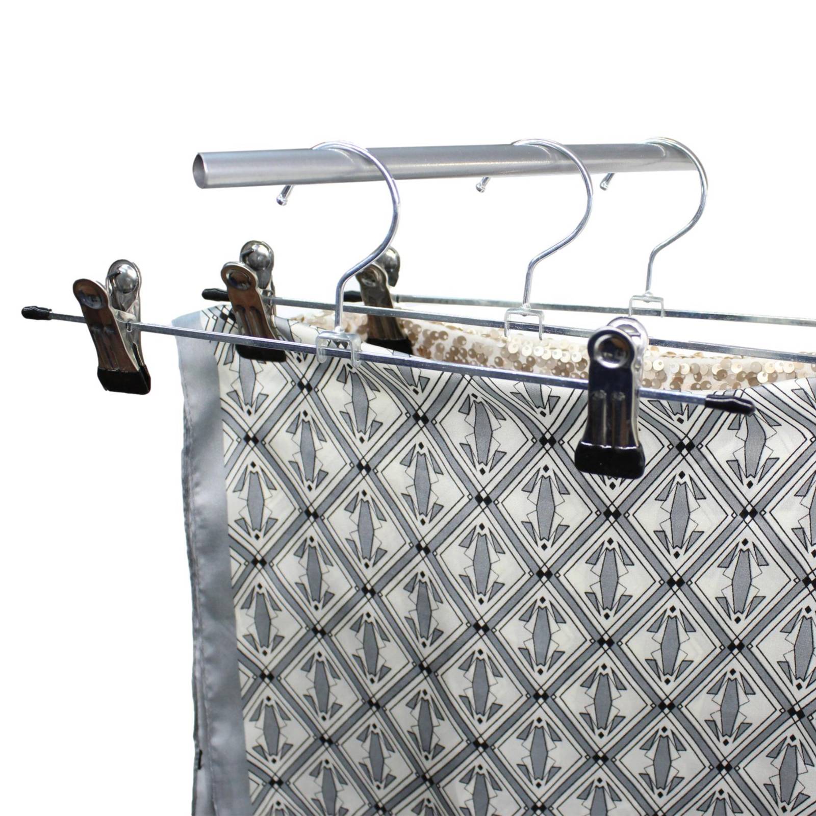 Gancho Para Ropa Pantalon De Metal Cromado Con Pinzas 10pzas