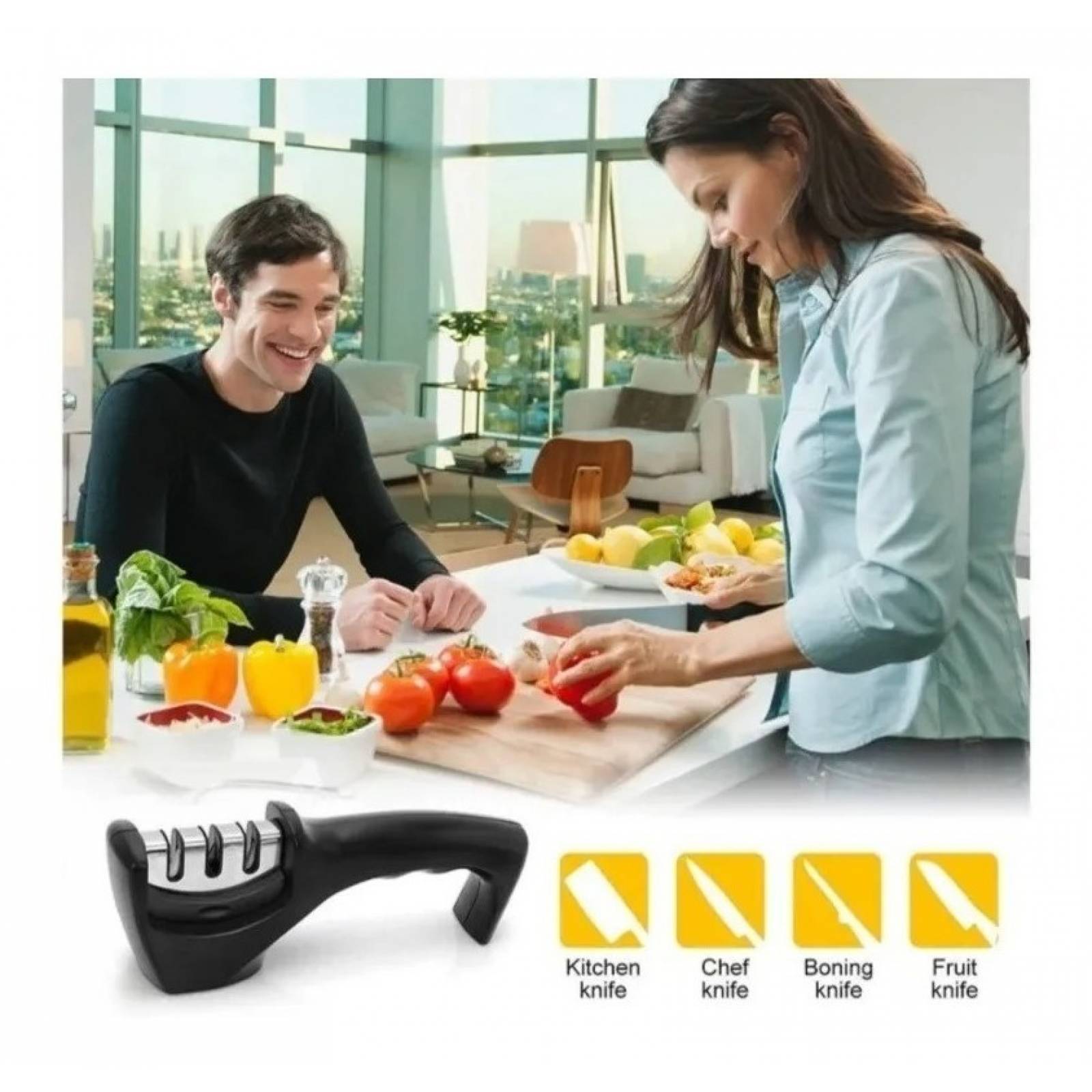 Afilador D Cuchillos Portátil 3 Etapas D Afilado Profesional