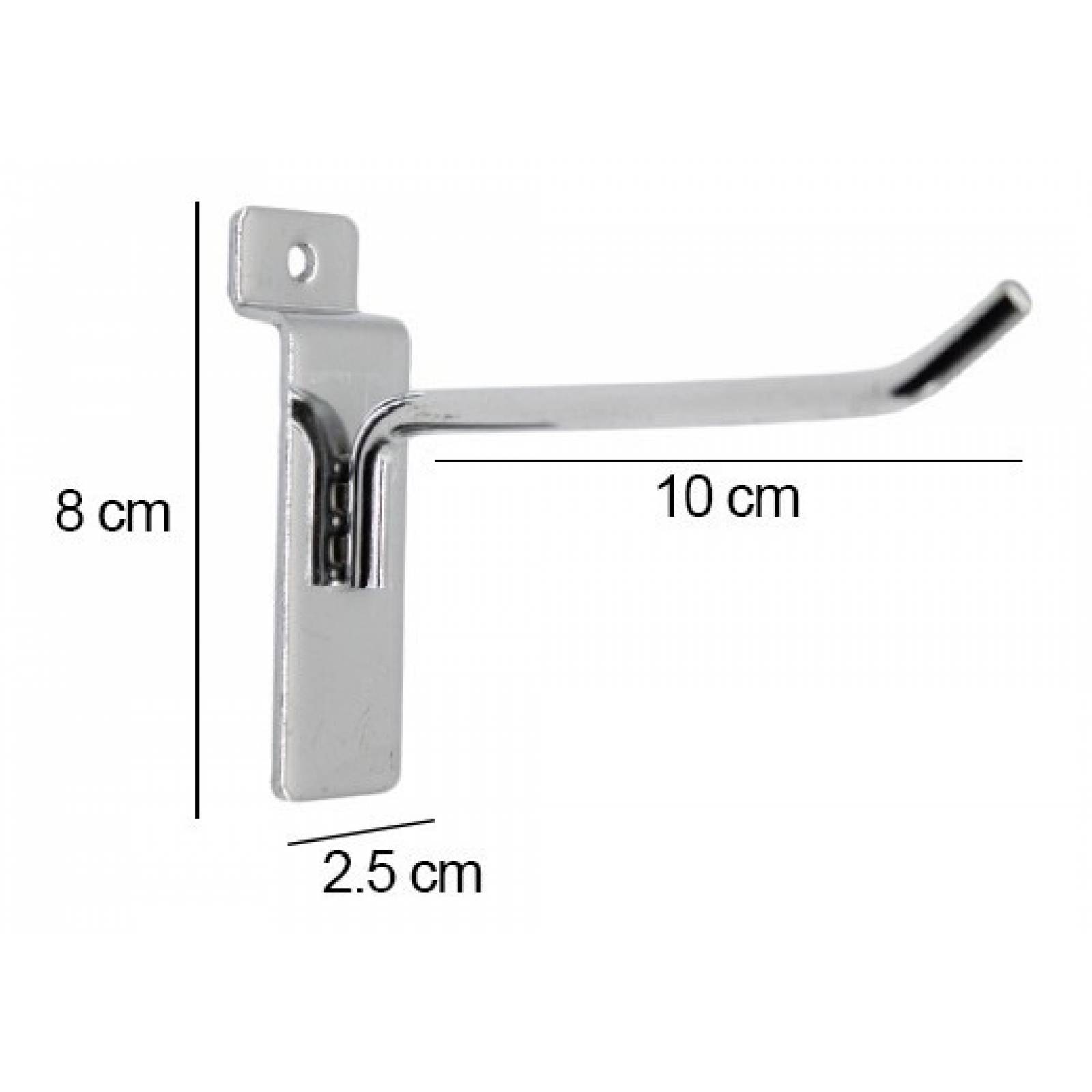 Gancho Blister Cromado Para Panel Ranurado Exhibipanel Resistente Grueso 10cm Y 20cm 