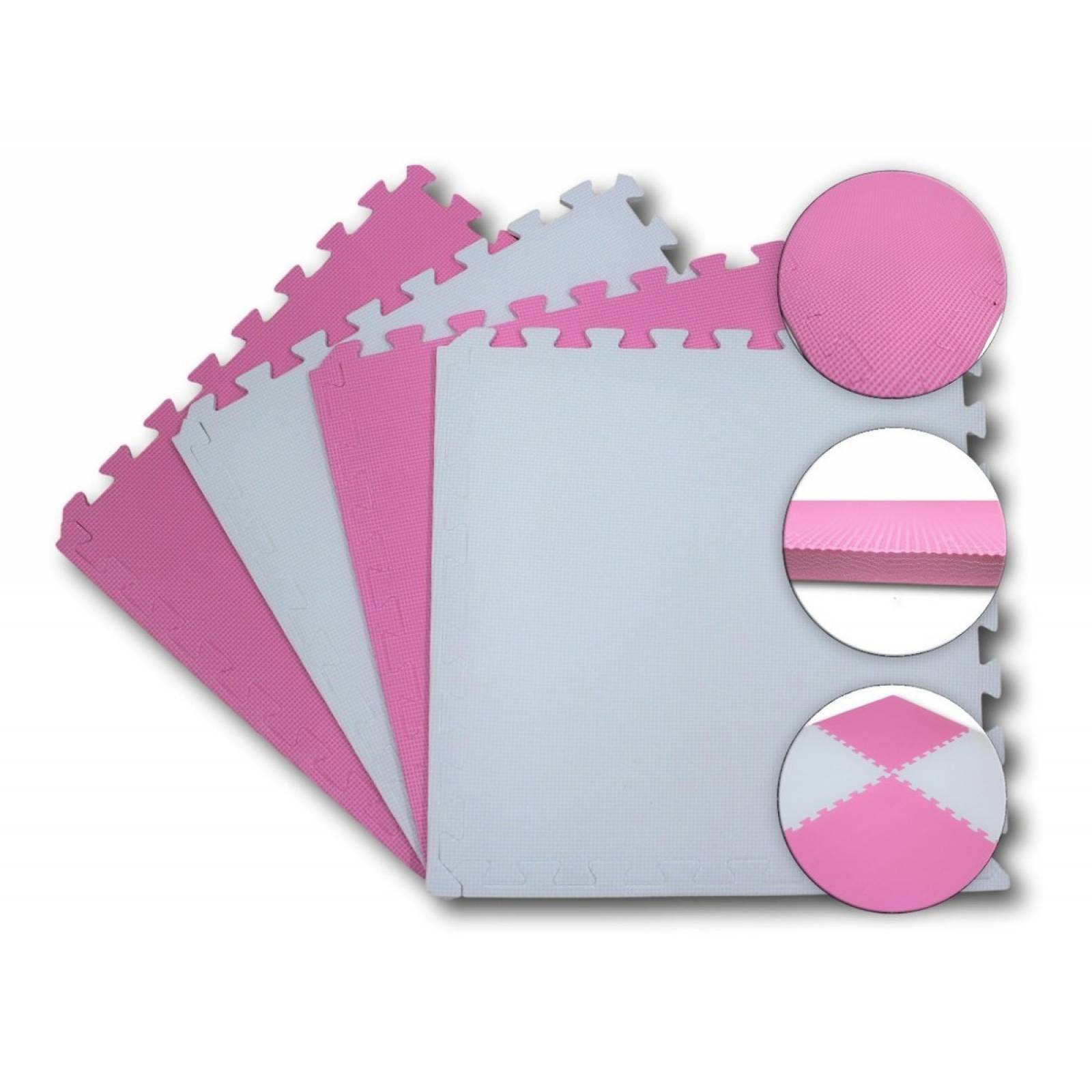 Tapete Piso Foamy Niños 4 Mts Cuadrados 16 Piezas Rosa bco