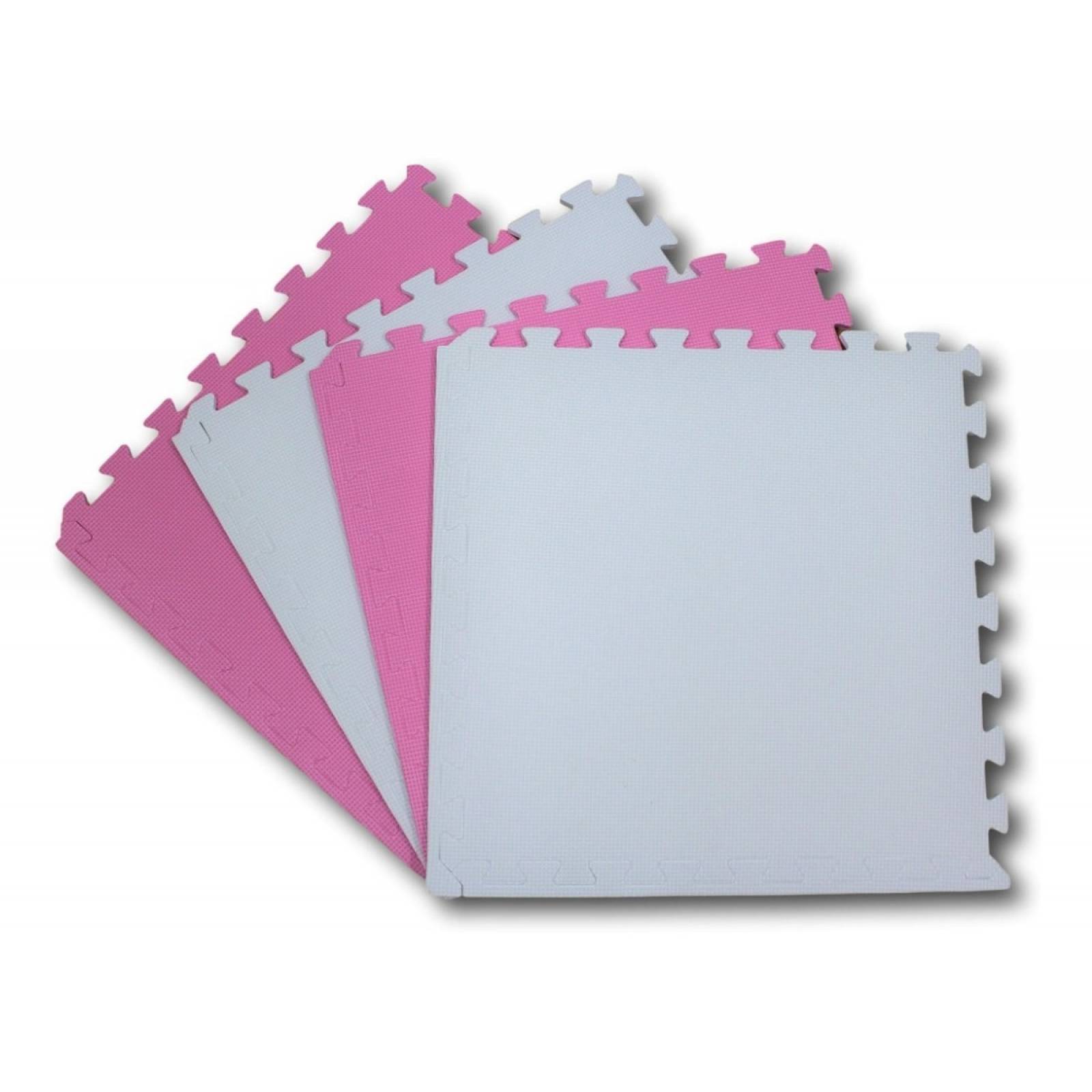 Tapete Piso Foamy Niños 4 Mts Cuadrados 16 Piezas Rosa bco