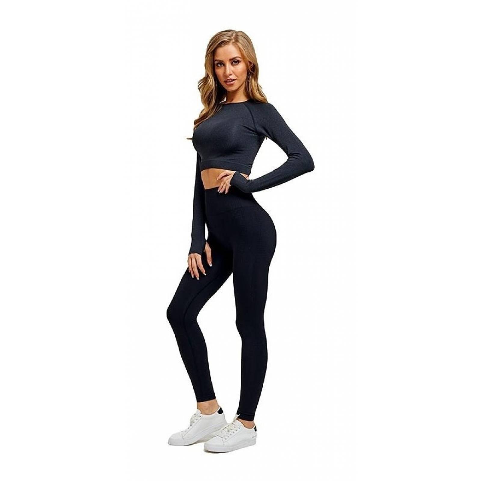 Set Leggings Top Larga Ropa Deportiva Fitness Conjunto Shirt
