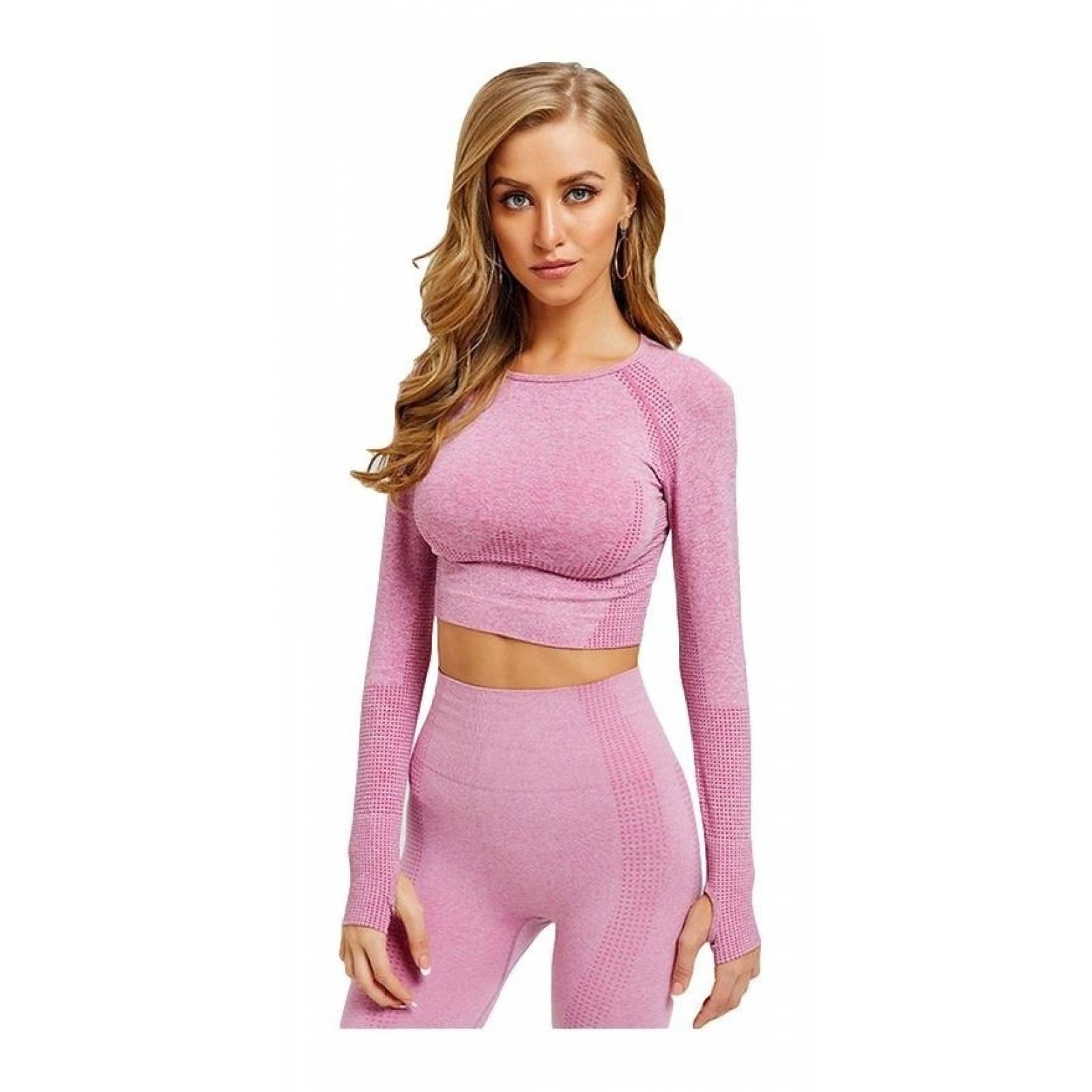 Set Leggings Top Larga Ropa Deportiva Fitness Conjunto Shirt