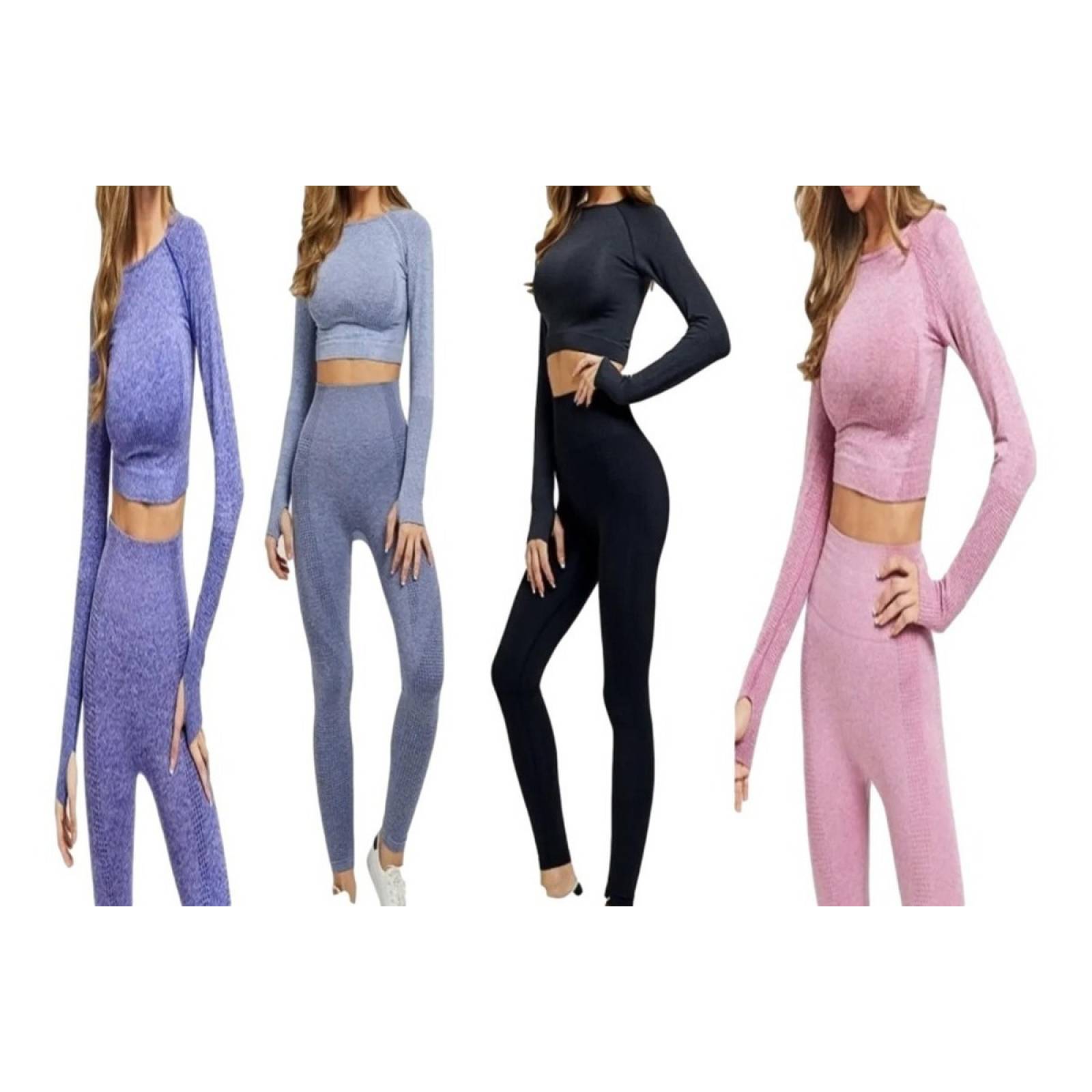 Set Leggings Top Larga Ropa Deportiva Fitness Conjunto Shirt