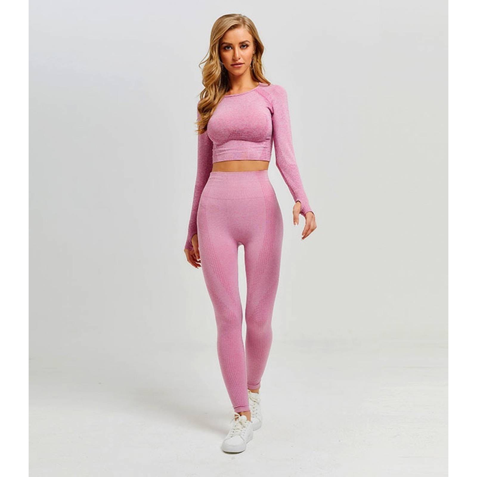 Set Leggings Top Larga Ropa Deportiva Fitness Conjunto Shirt
