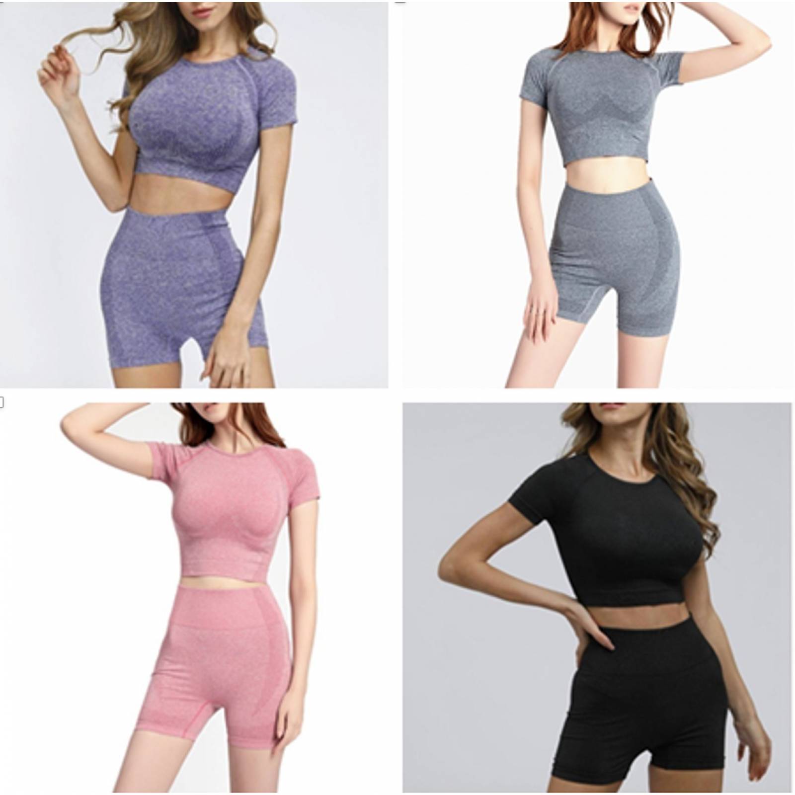 Set Lycras Top Mcorta Ropa Deportiva Fitness Conjunto Shirt