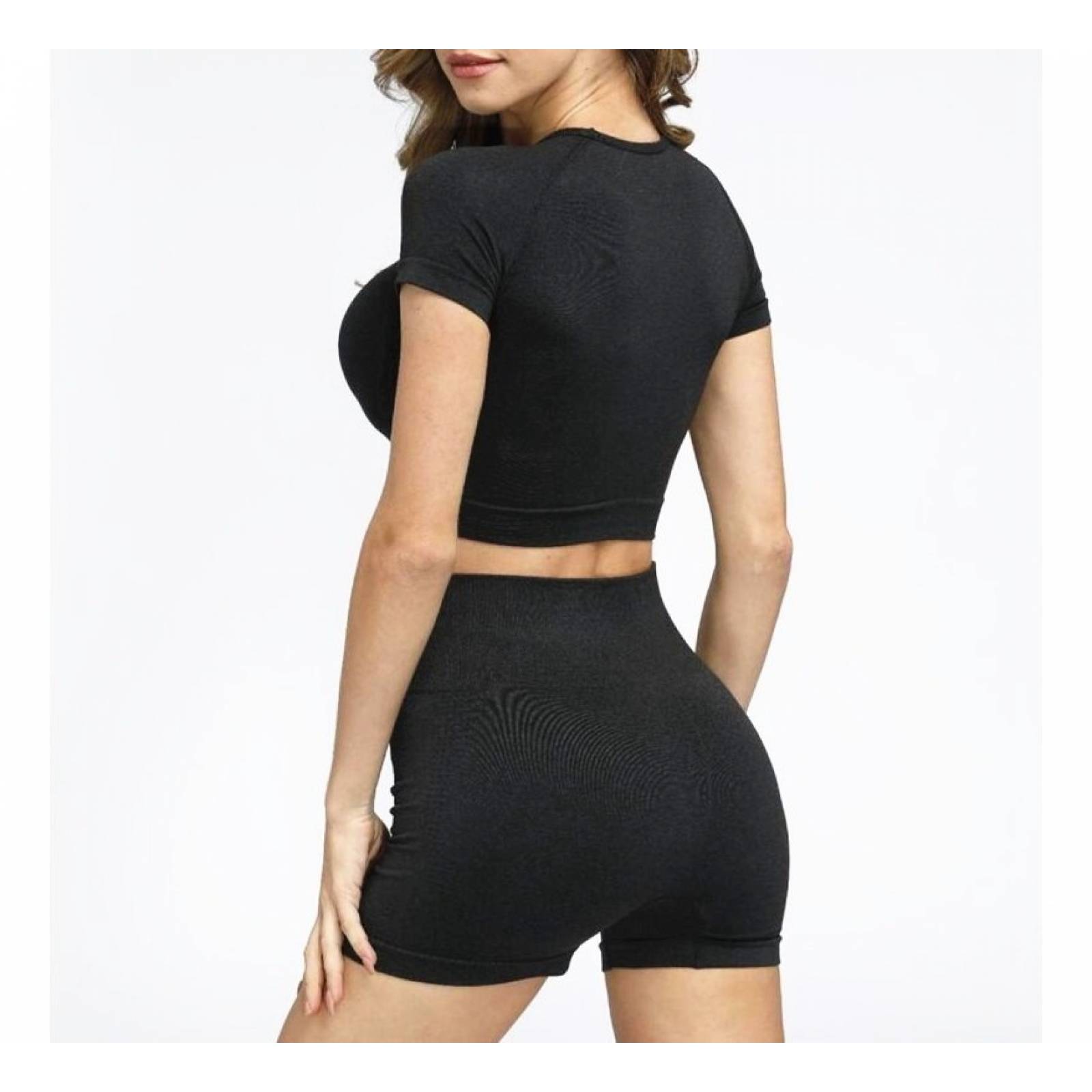 Set Lycras Top Mcorta Ropa Deportiva Fitness Conjunto Shirt