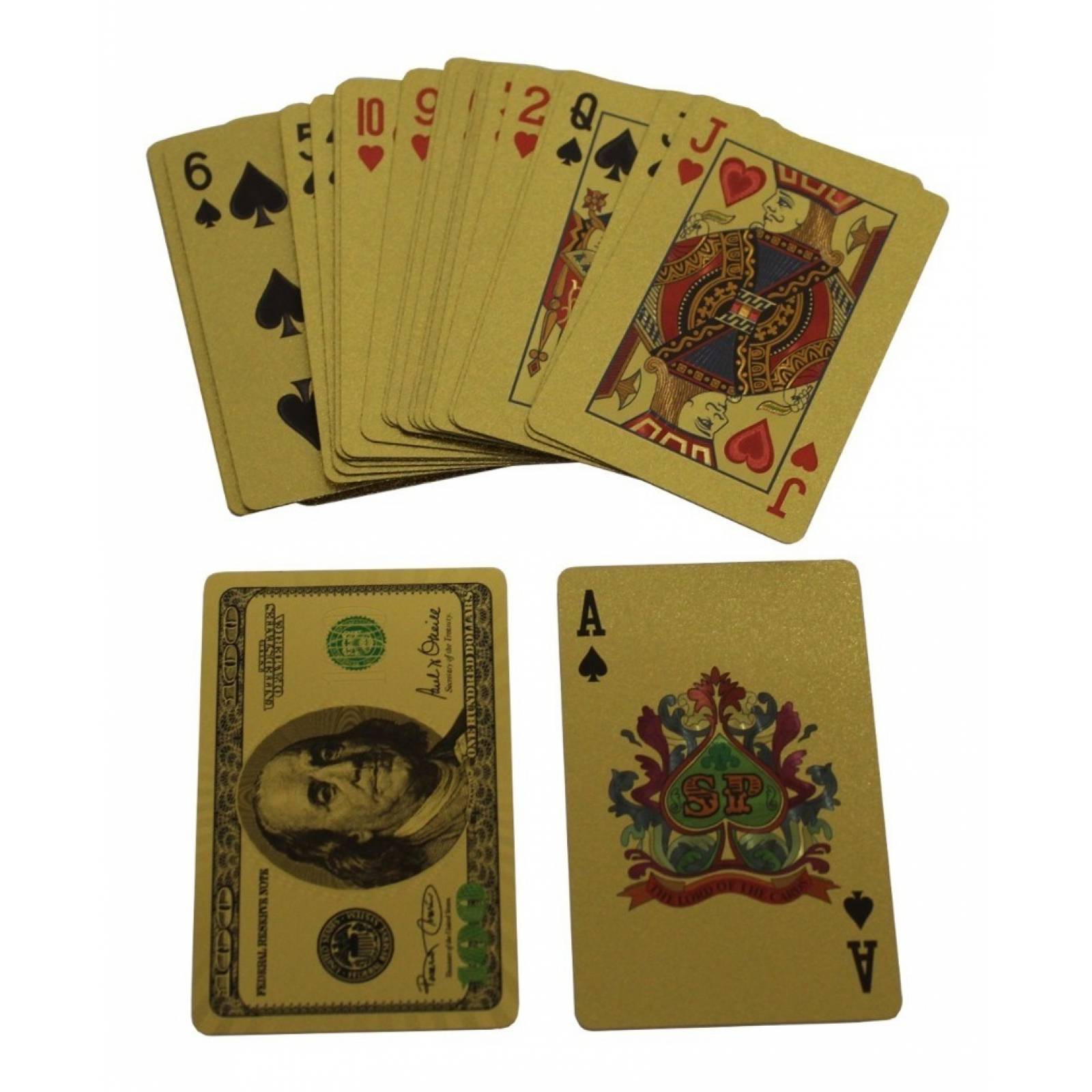 Baraja Dorada Poker Gold 100 Dolares Cartas 