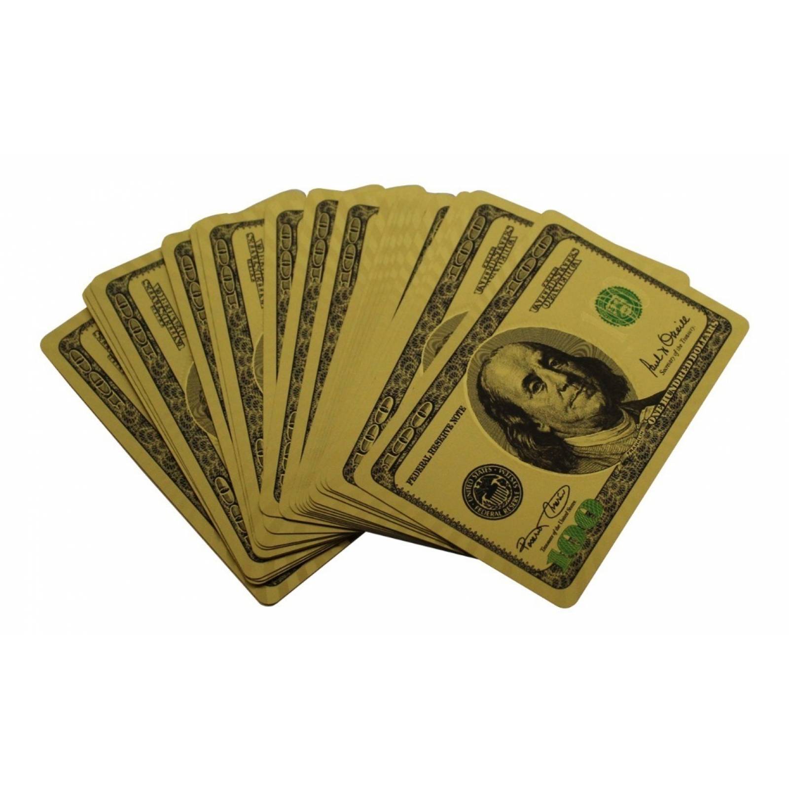 Baraja Dorada Poker Gold 100 Dolares Cartas 