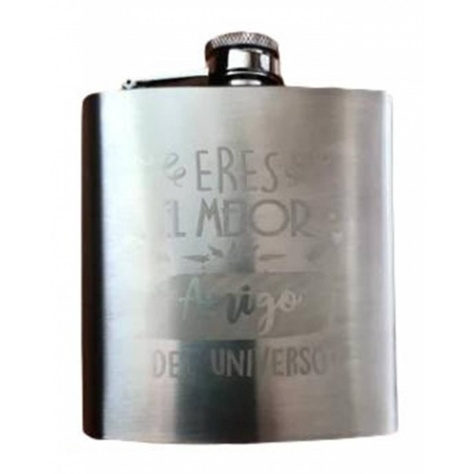 Licorera Ánfora 8oz Acero Inoxidable Negra Y Vinipiel Café