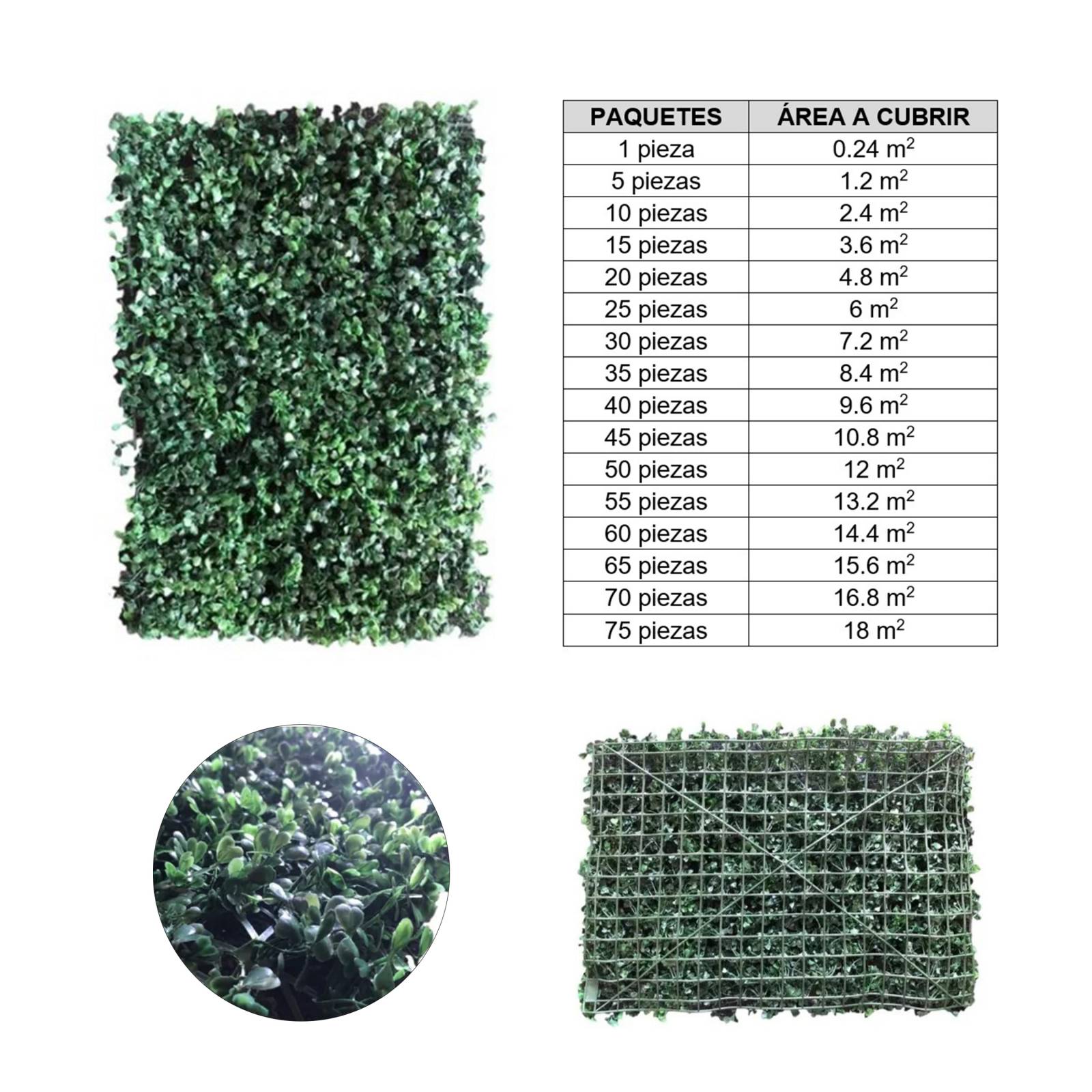 Follaje Artificial Sintetico Muro Verde 40pzas 60 X 40 Cm Arrayan Decoración De Bardas Y Paredes Cubre 96m2