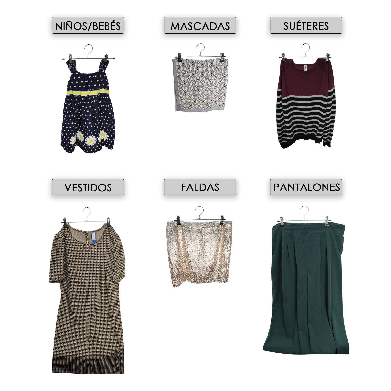 Caja De Ganchos Para Ropa Pantalon Metal Con Pinzas 400 Pzas