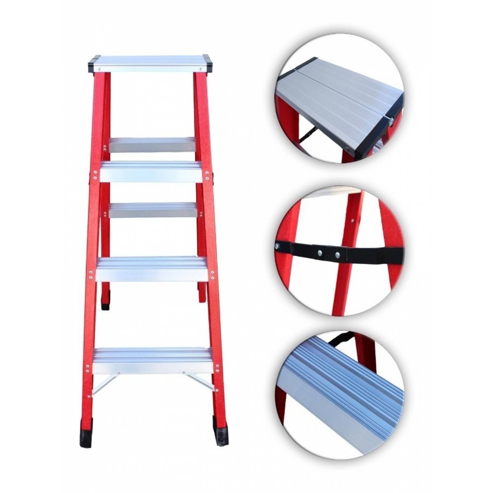 Escalera Tijera Doble 12 M Fibra Vidrio 4 Peldaños Plegable