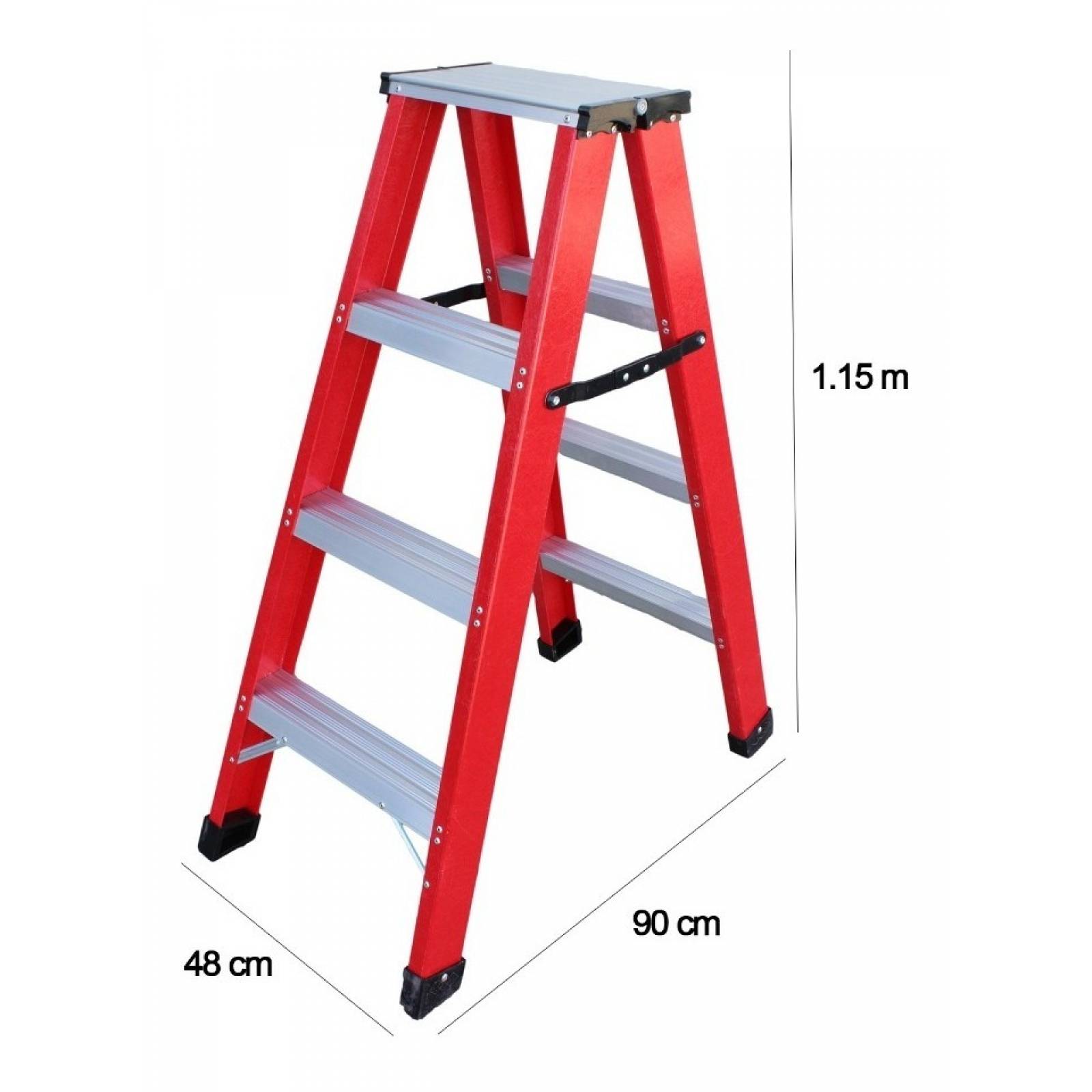 Escalera Tijera Doble 12 M Fibra Vidrio 4 Peldaños Plegable