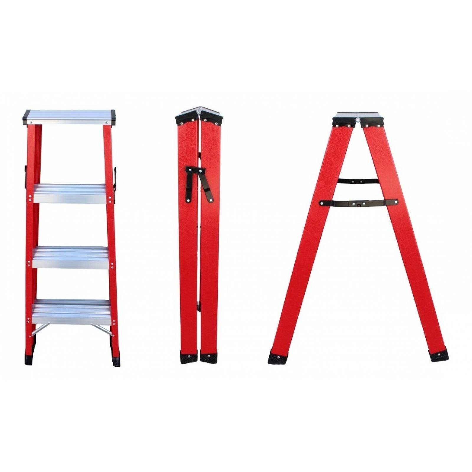 Escalera Tijera Doble 12 M Fibra Vidrio 4 Peldaños Plegable