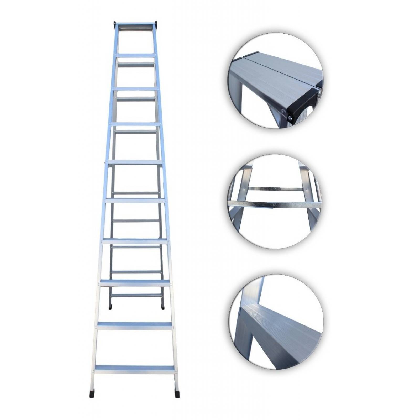 Escalera Doble Tijera de Aluminio 29m 10 Peldaños Escalon 