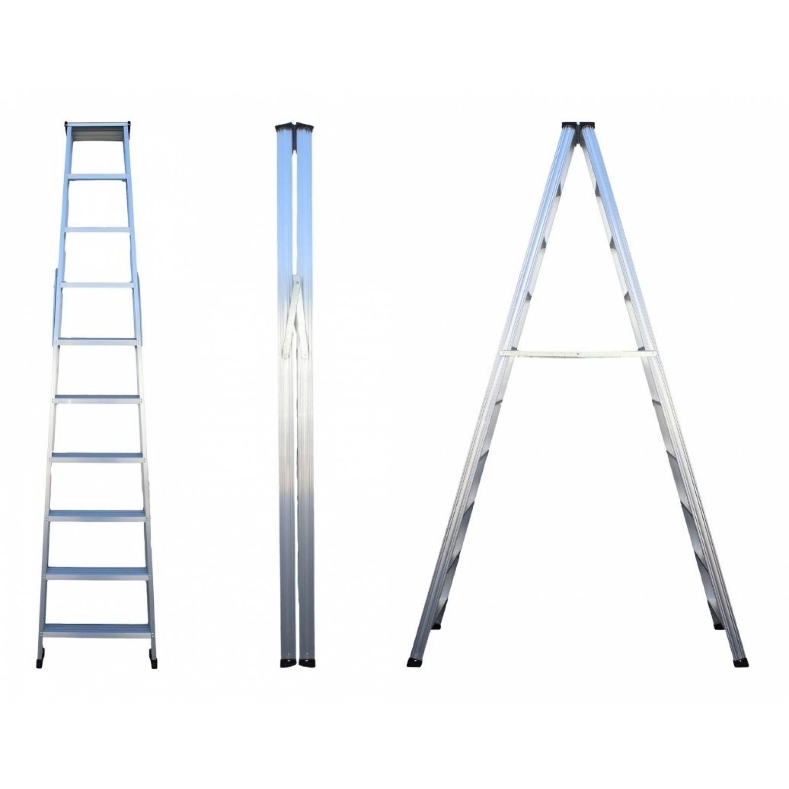 Escalera Doble Tijera de Aluminio 29m 10 Peldaños Escalon 