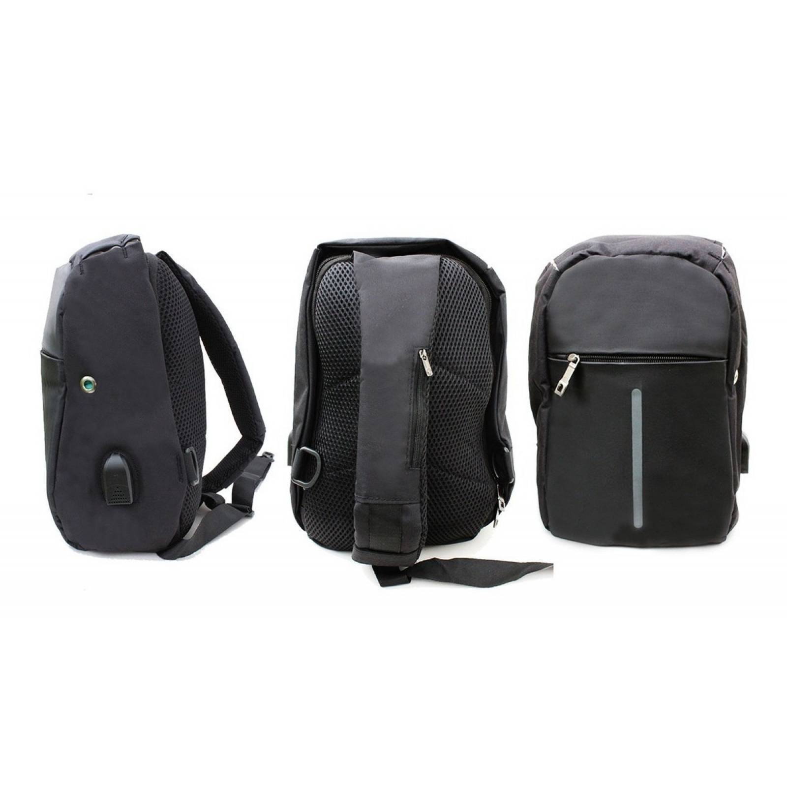 Mochila Backpack Antirobo Impermeable Puerto Usb Pechera Cruzada Bandolera Hombro Cierre Oculto