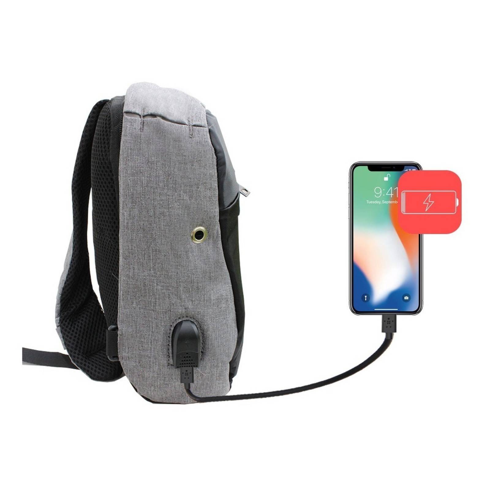 Mochila Backpack Antirobo Impermeable Puerto Usb Pechera Cruzada Bandolera Hombro Cierre Oculto