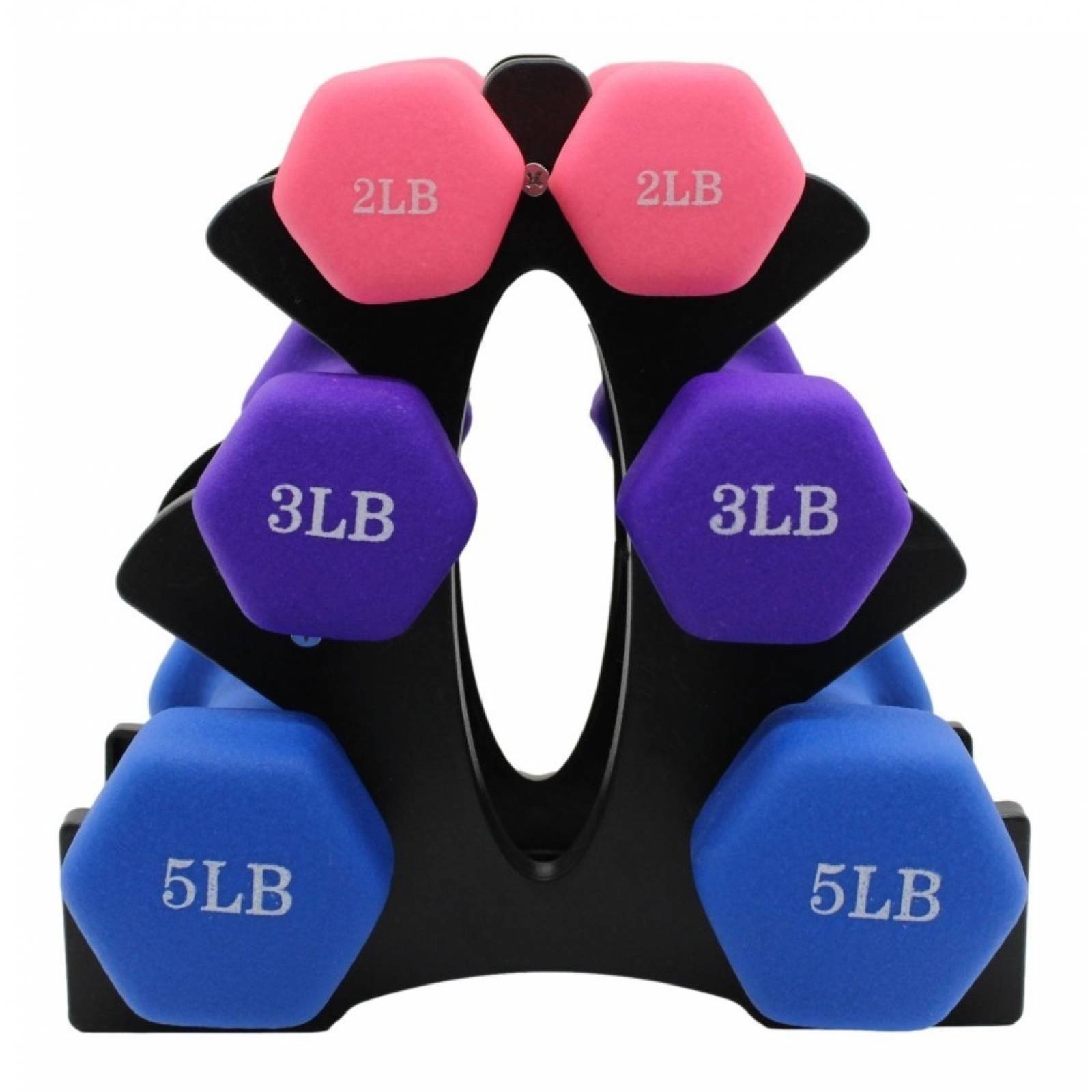 Set 6 Piezas Pesas Mancuernas Neopreno Con Soporte Fitness 