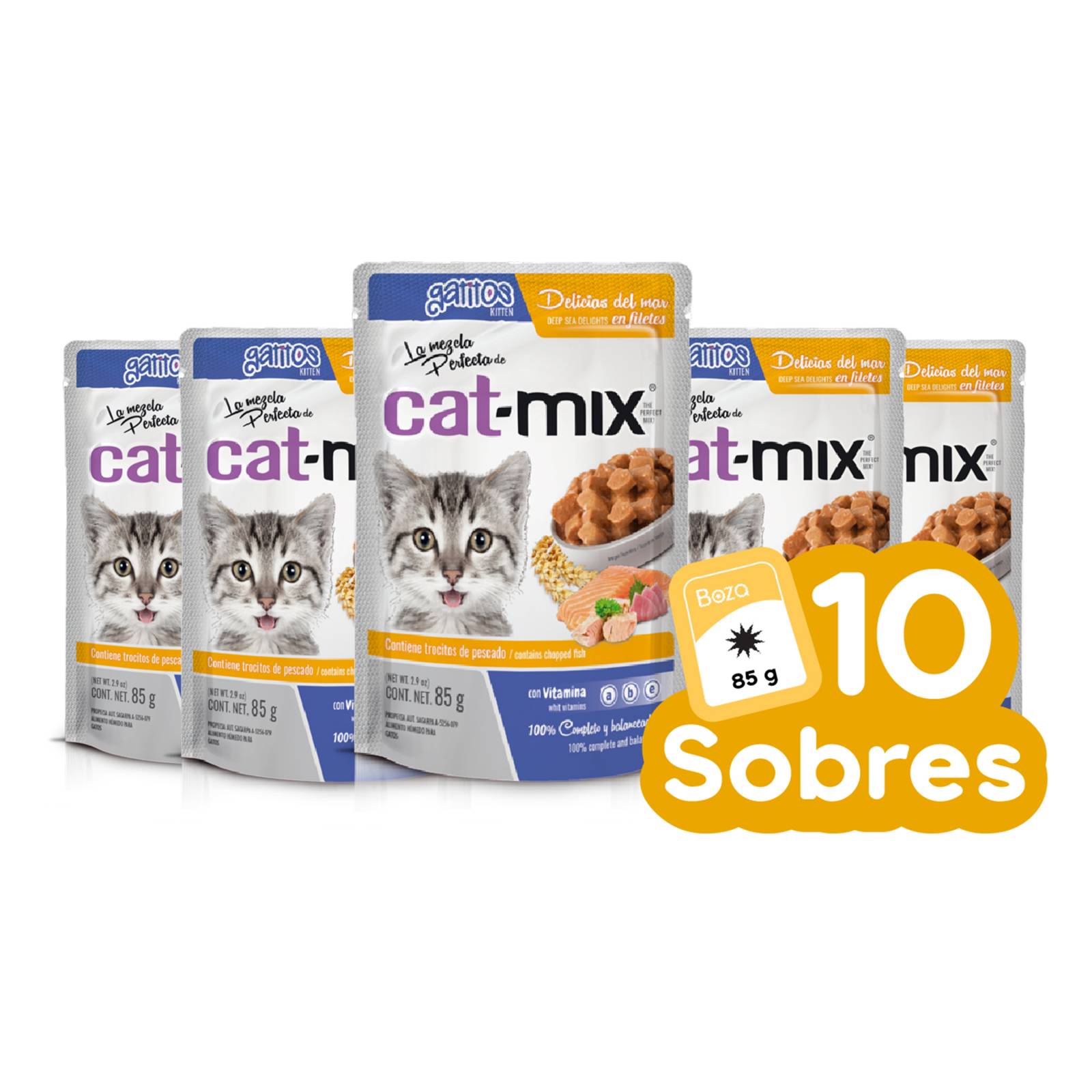 Catmix Alimento Húmedo Gatito Delicias Del Mar 10 Sobres