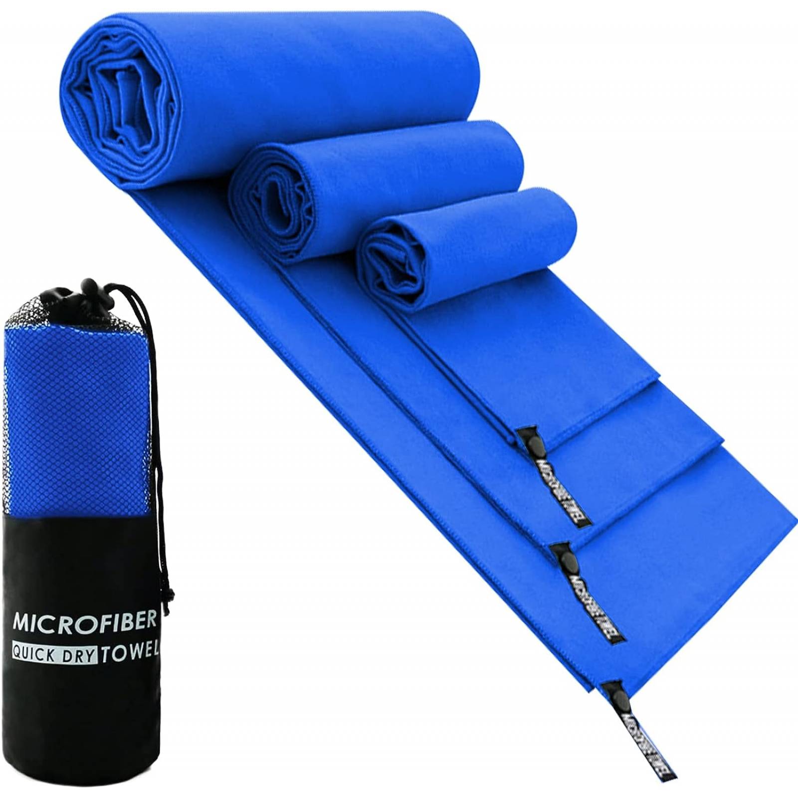 Toalla Microfibra Secado Rápido 3 PCS, Toalla de Viaje Ligera y Portatil, Toalla Deportiva para Playa, Natación, Yoga, Gimnasio, Camping, Senderismo