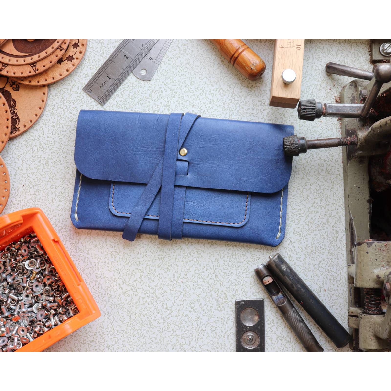 Cartera con tira larga Azul