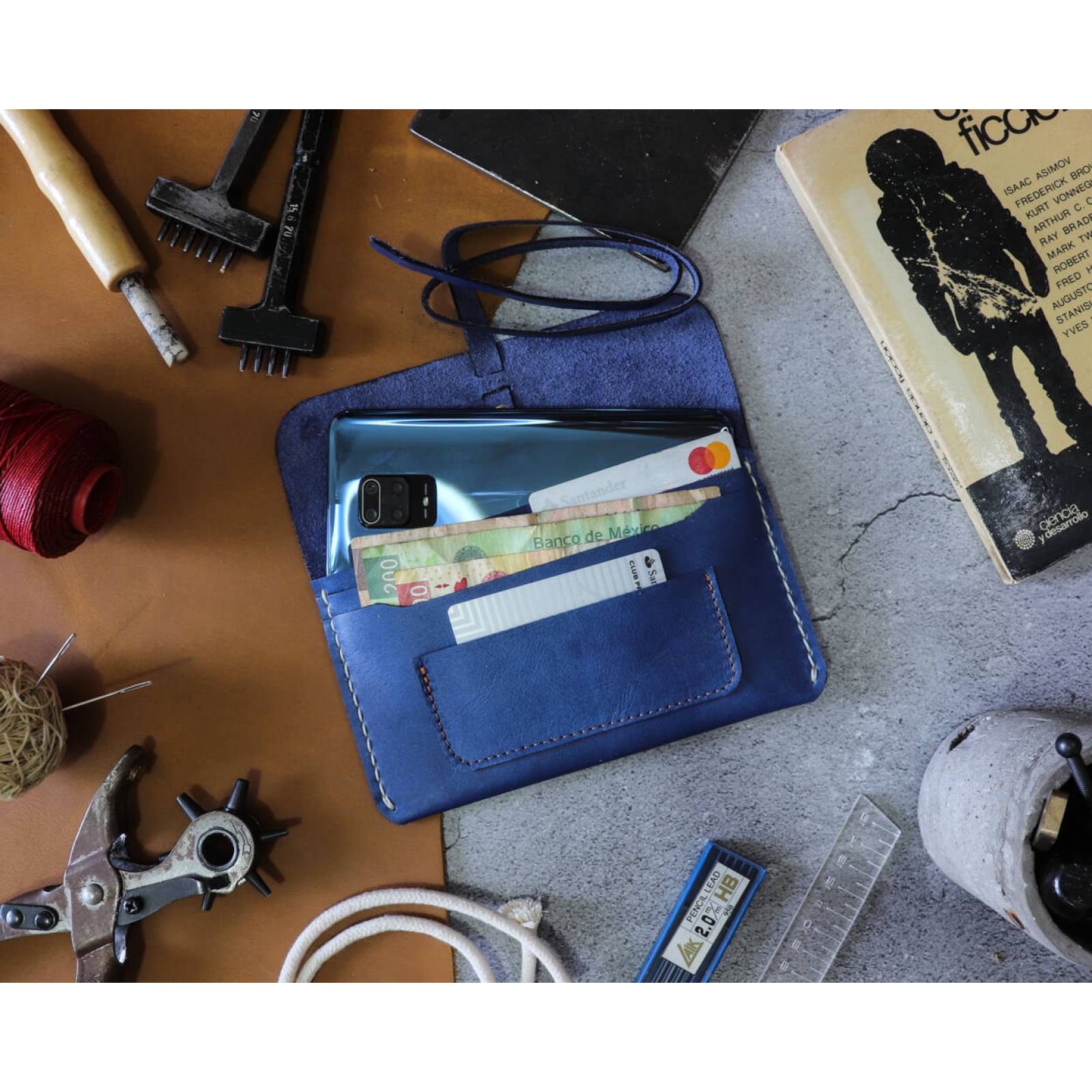 Cartera con tira larga Azul