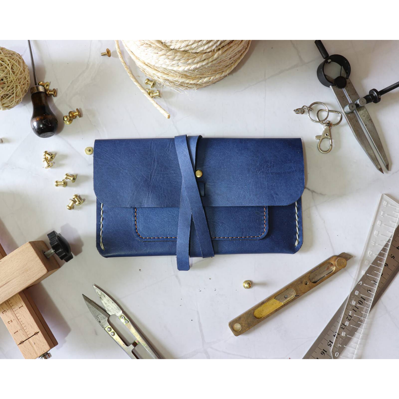 Cartera con tira larga Azul