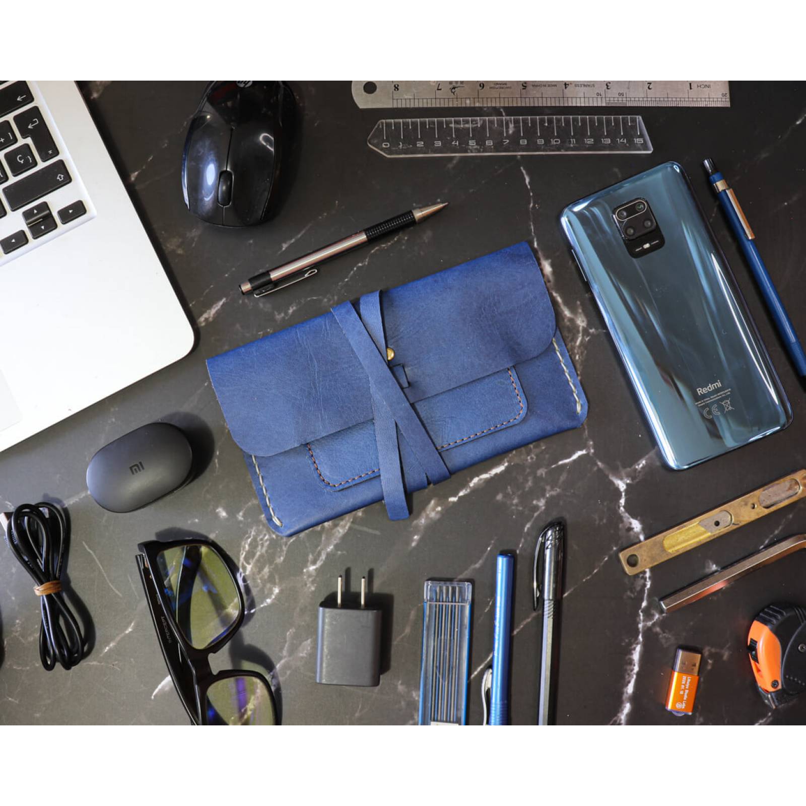 Cartera con tira larga Azul