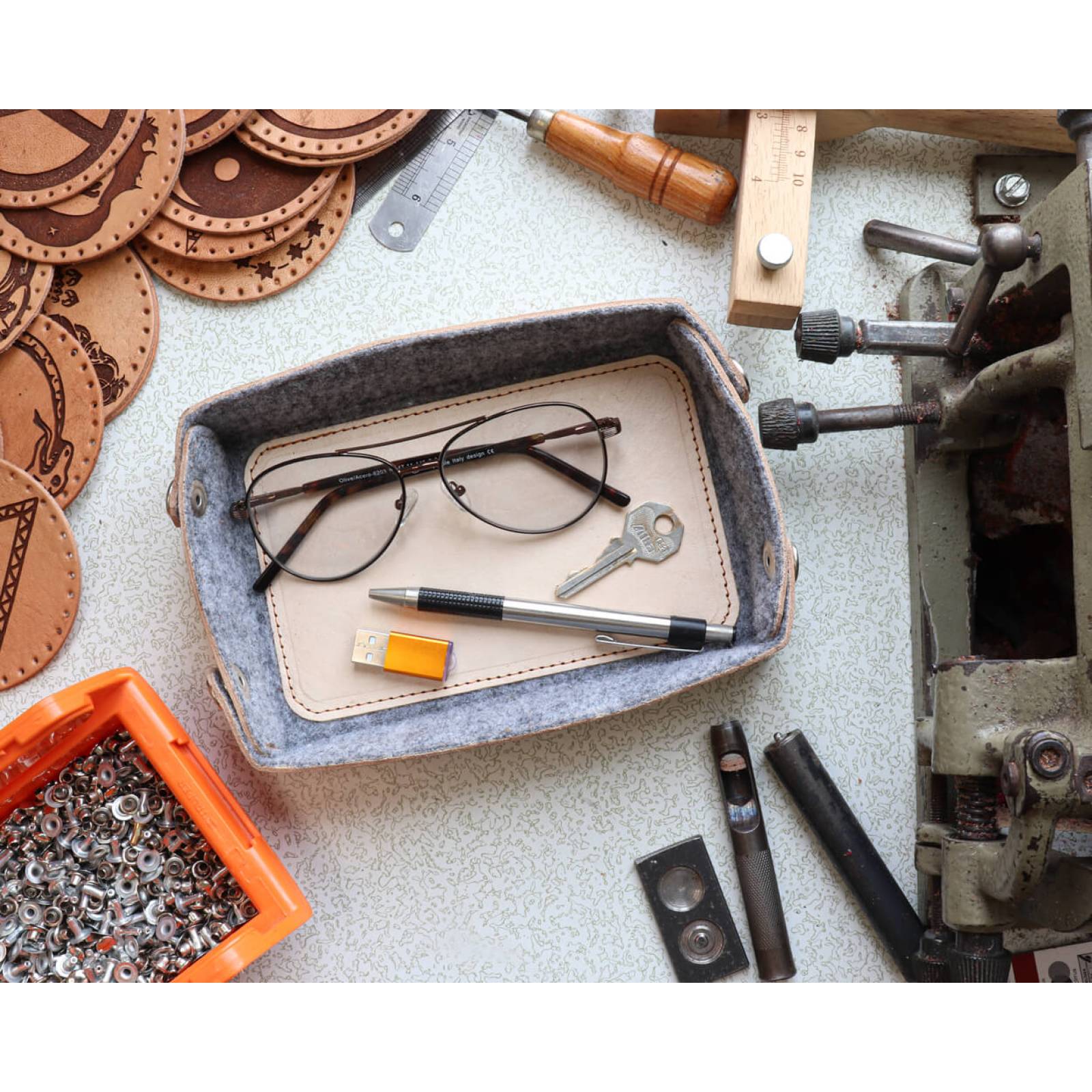 Tira bolsillos mediano color Natural