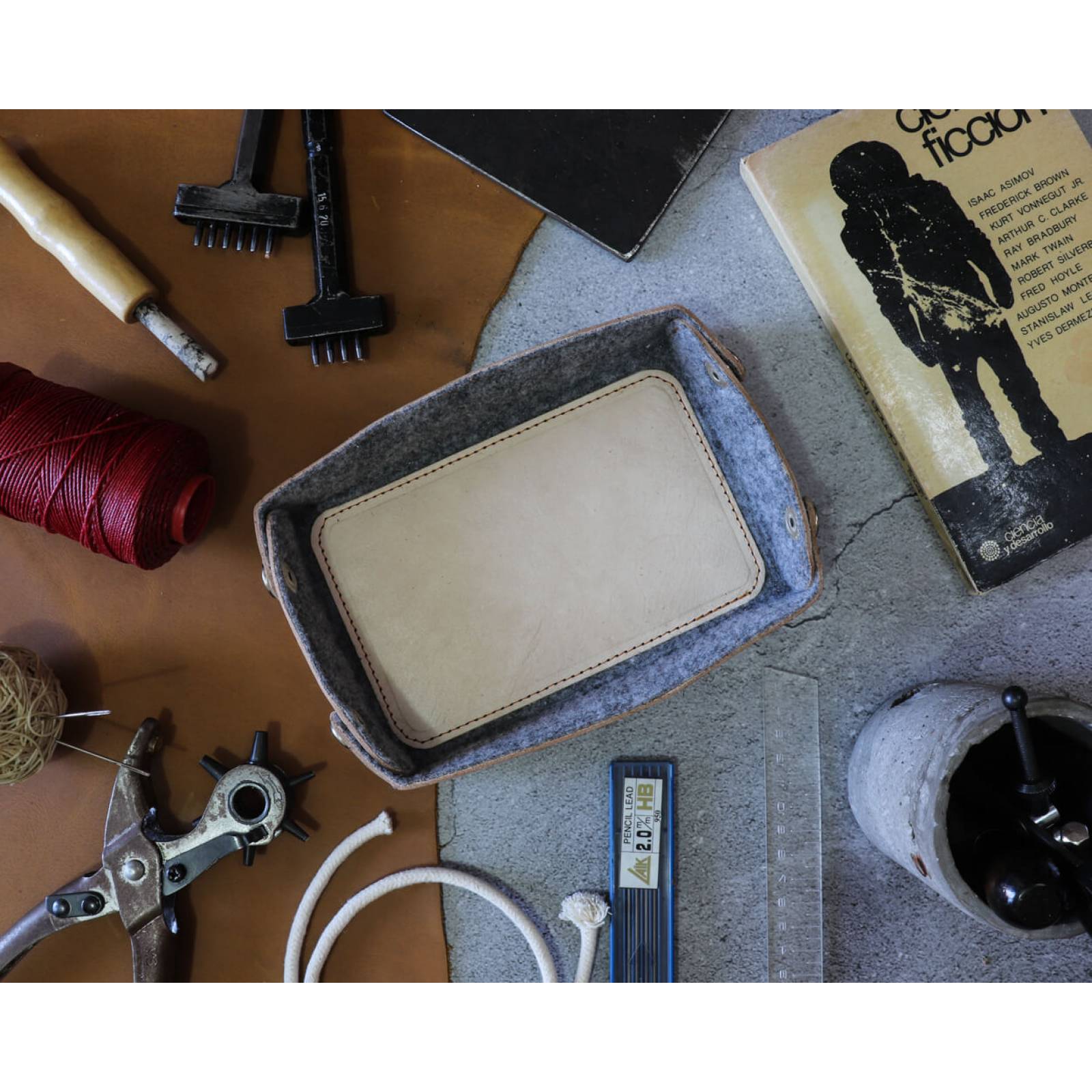 Tira bolsillos mediano color Natural